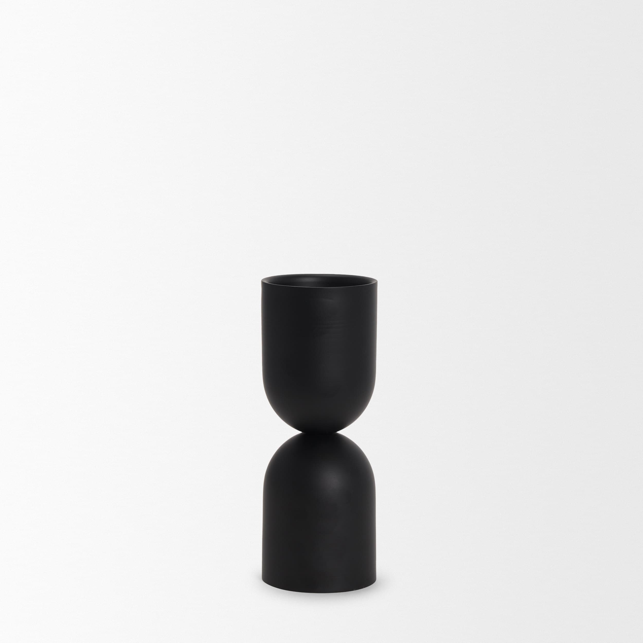 Qamra Short Black Metal Pillar Candle Holder — product photograph