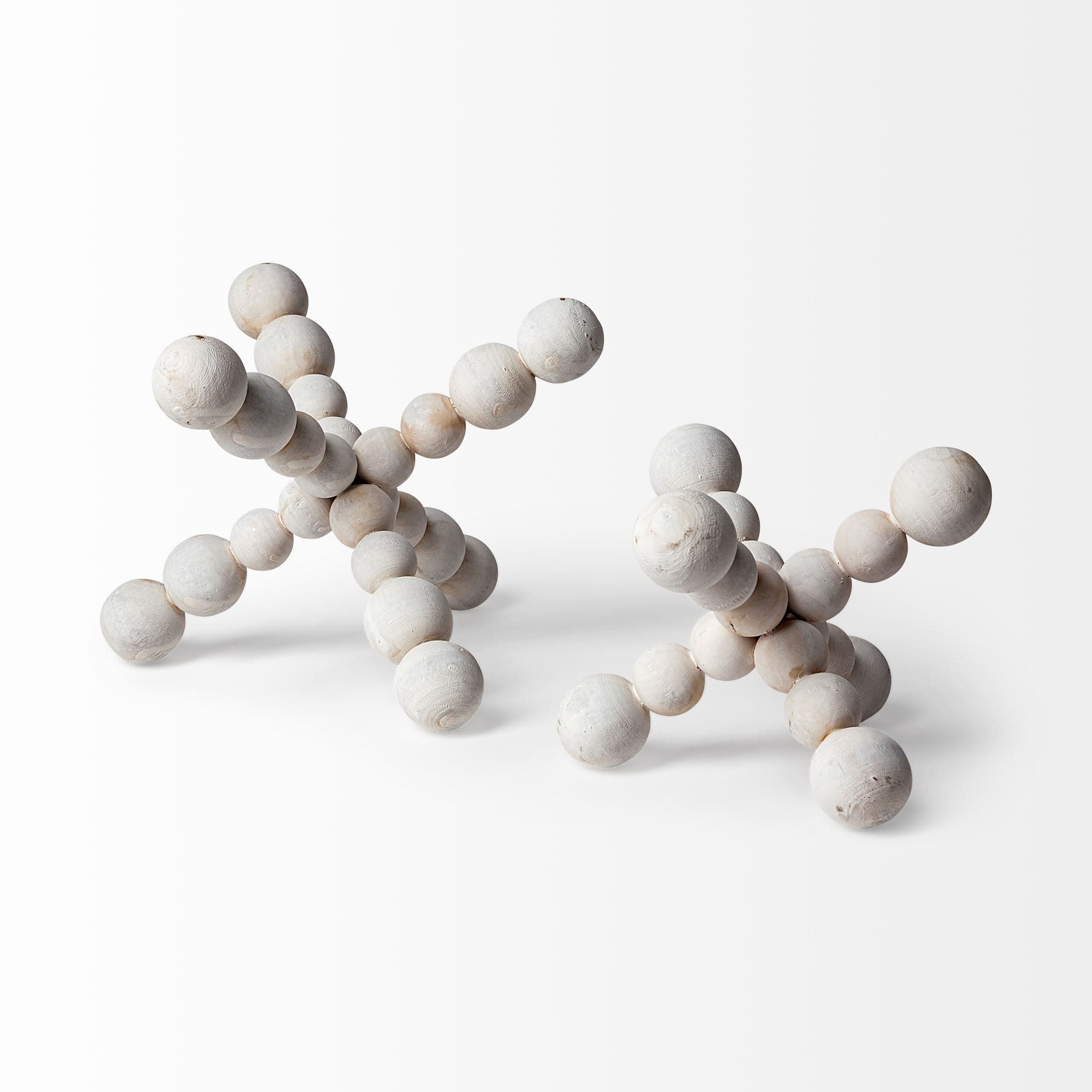 Carrollton II (Large) 9L x 9W Off-White Geometric Wood Ball Jack — product photograph