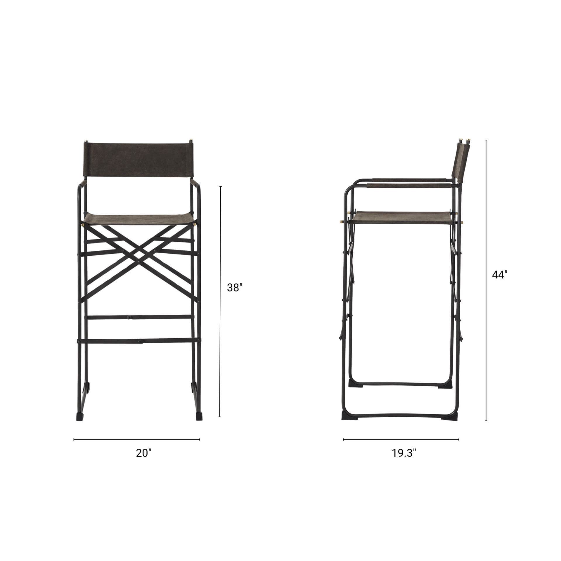 Direttore Backless 44.3in Seat Bar Stool | Brown/Gray Suede w/ Metal — product photograph