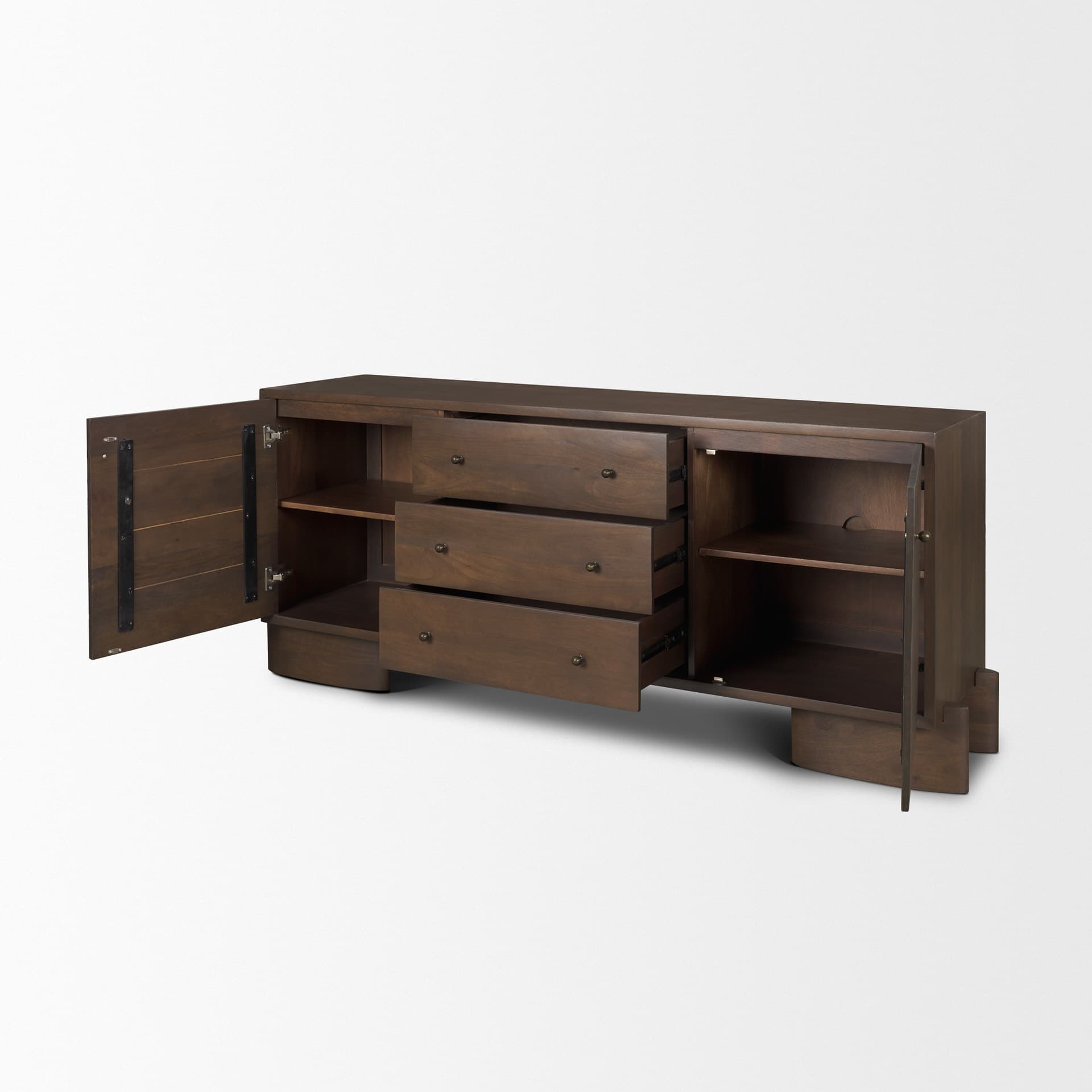 Jonan Dark Brown Wood w/ Dark Aged Brass 2 Door 3 Drawer Sideboard — product photograph