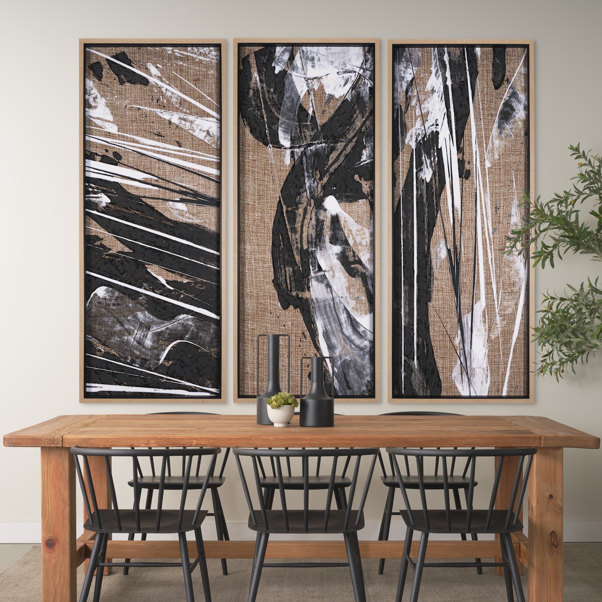 Meshy I by Mercana Studio a Hand Embellished Textured Framed Art Print — in a styled room