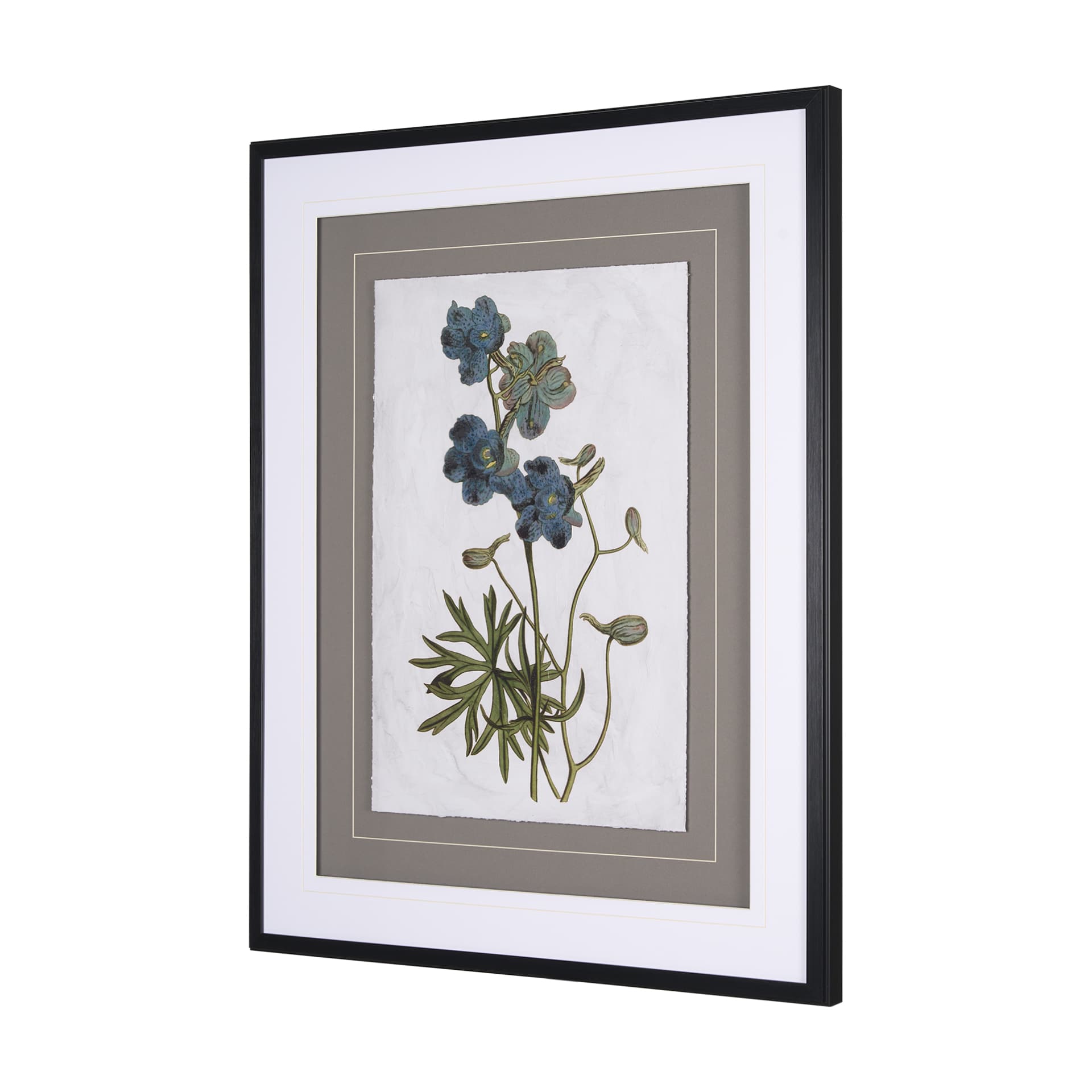 Soft Blue Botanoicals V by Mercana Studio Hand Embellished Framed Art Print Matted under Glass — product photograph