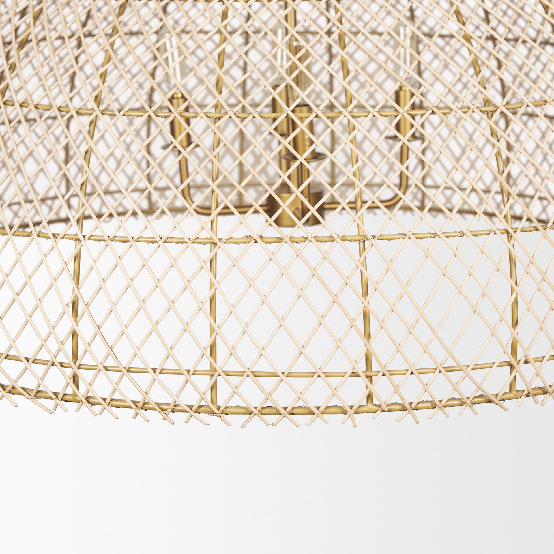 Thad 4-Light Natural Woven Rattan Dome Chandelier — product photograph