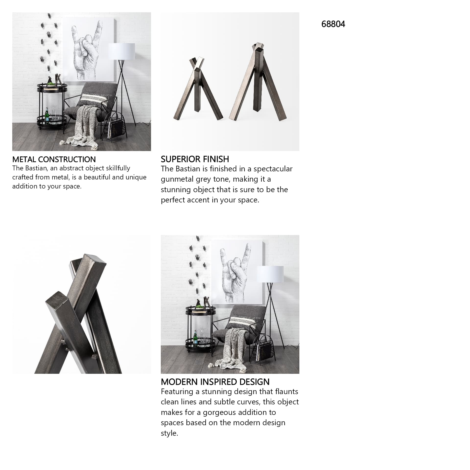 Bastian (Small) 8L x 7W Black Metal Abstract Object — in a styled room