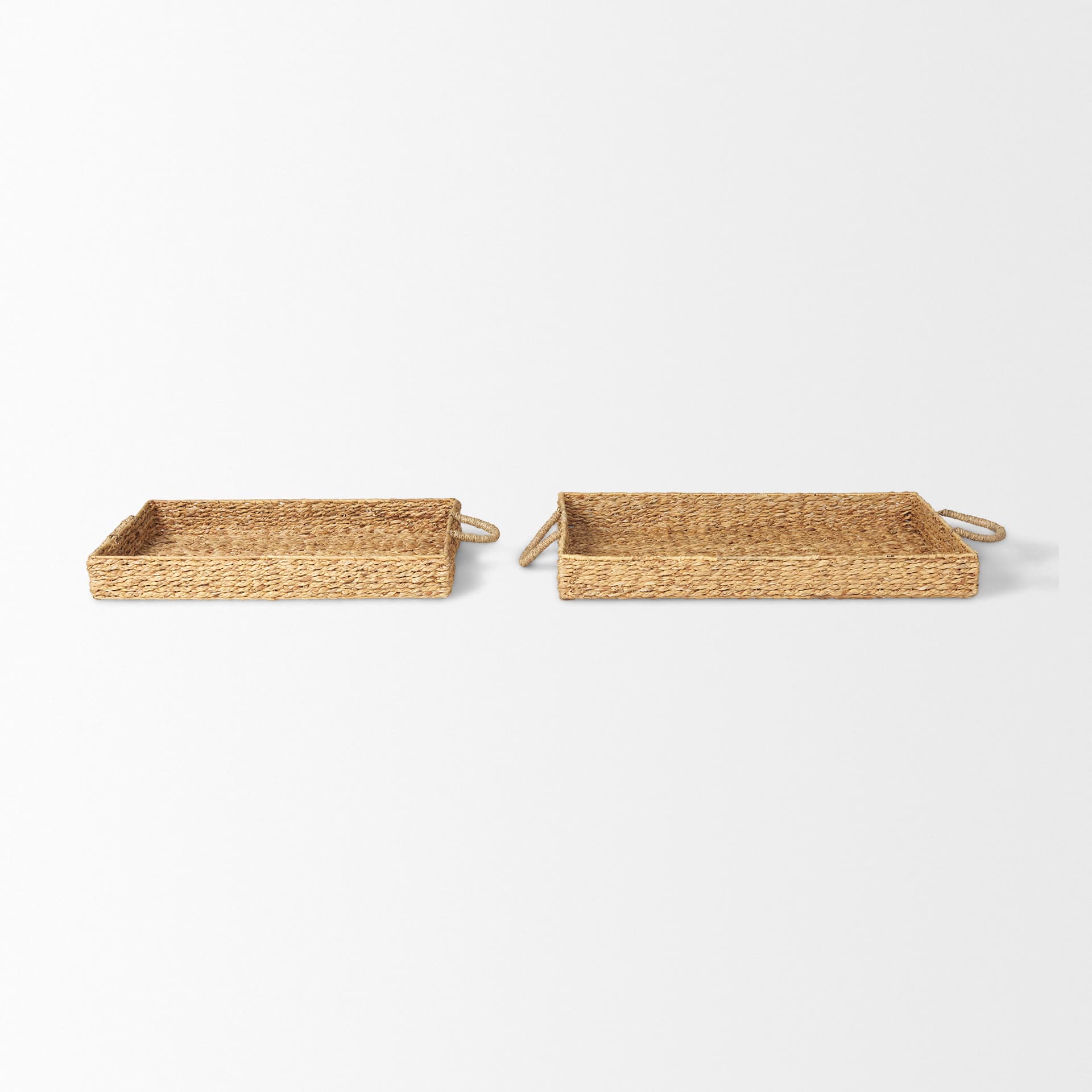 Hona Set of 2 Large Rectangular Nesting Water Hyacinth Trays — product photograph