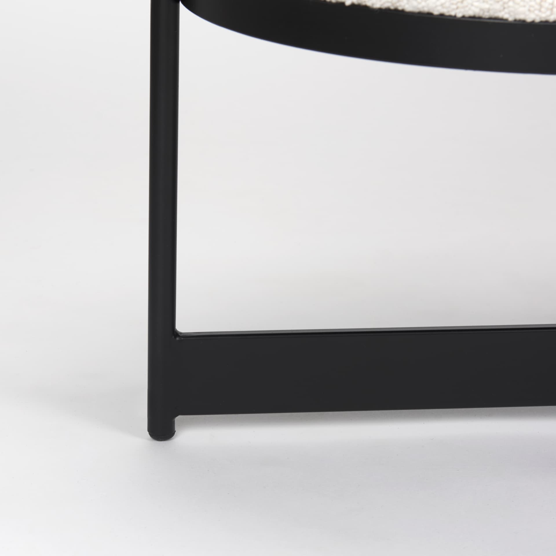 Amelia 55.0L x 18.0W x 18.0H Cream Boucle W/Black Metal Upholstered Bench — product photograph