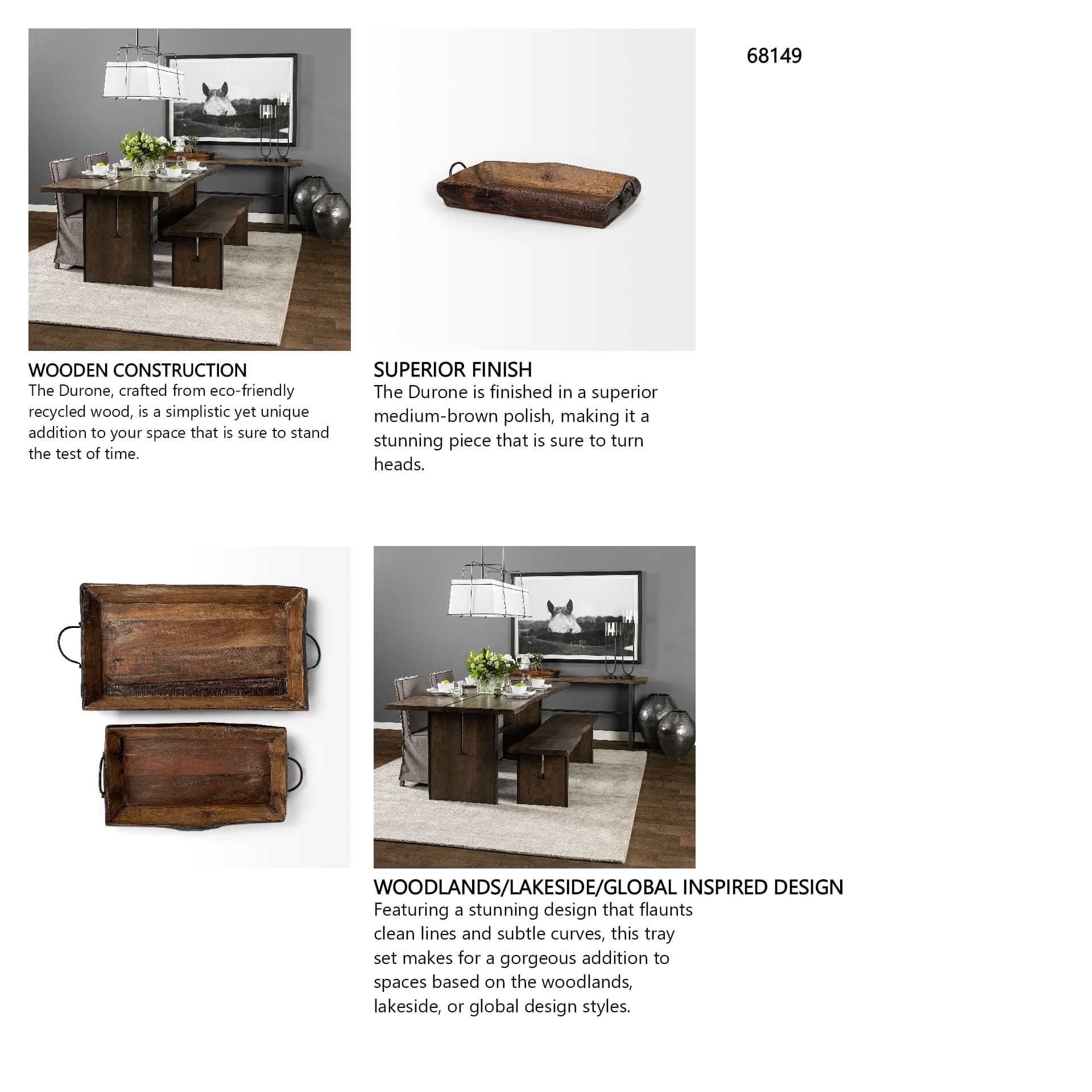 Durone (Set of 2) Brown Wooden Live Edge Serving Trays — in a styled room