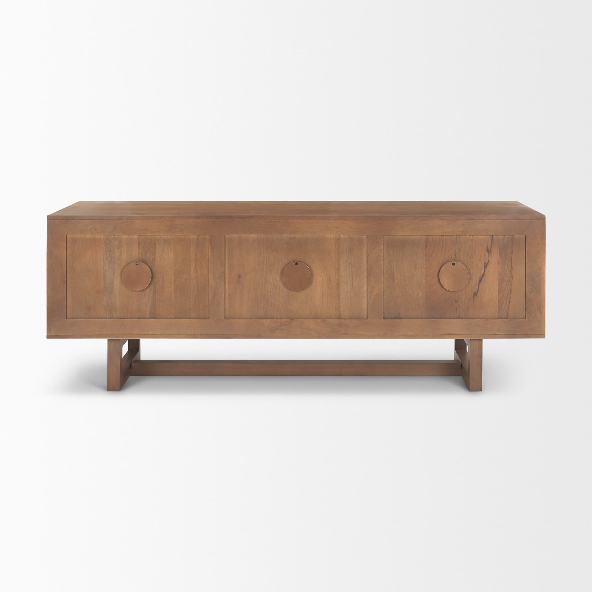 Grier 65" Medium Brown Wood W/ Cane Media Console — product photograph