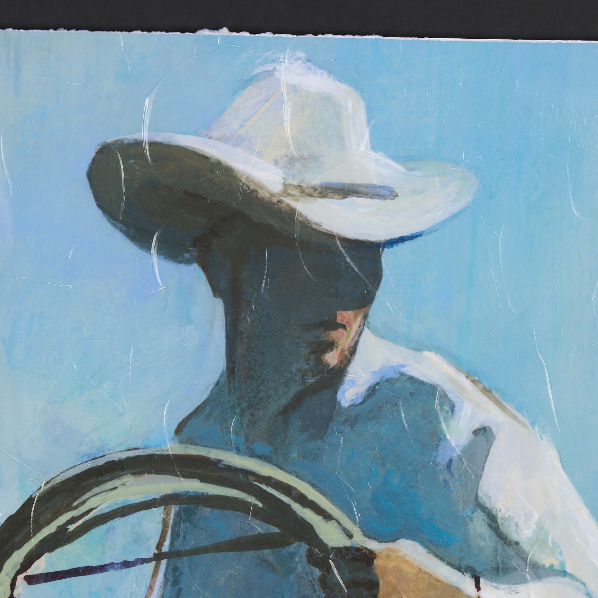 Round Up II Cowboy and Horse by Mercana Studio Hand Embellished Framed Art Print Matted under Glass — product photograph