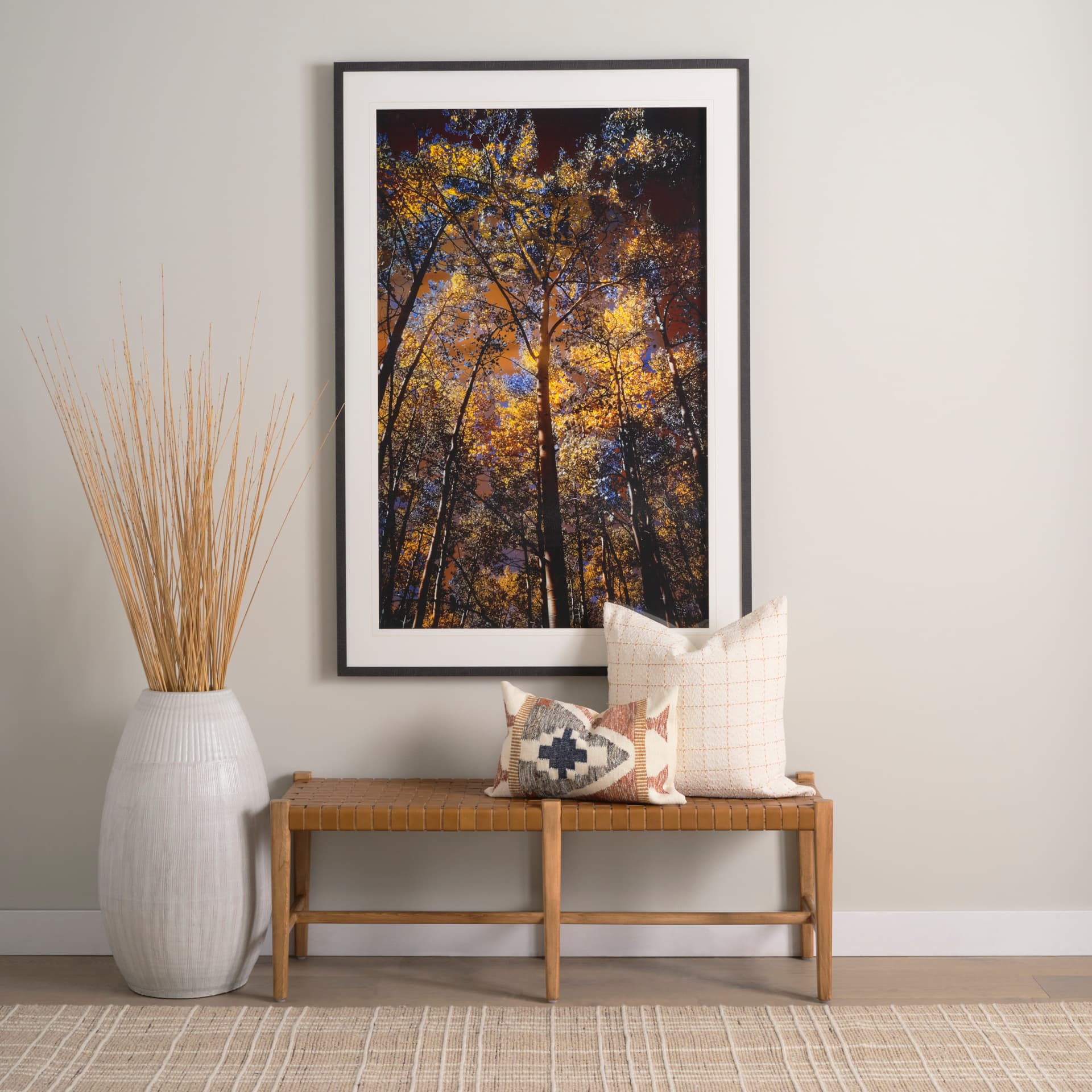 Leafy Shelter by Bobbie Goodrich a Hand Embellished Framed Photo Art Print Matted under Glass — in a styled room