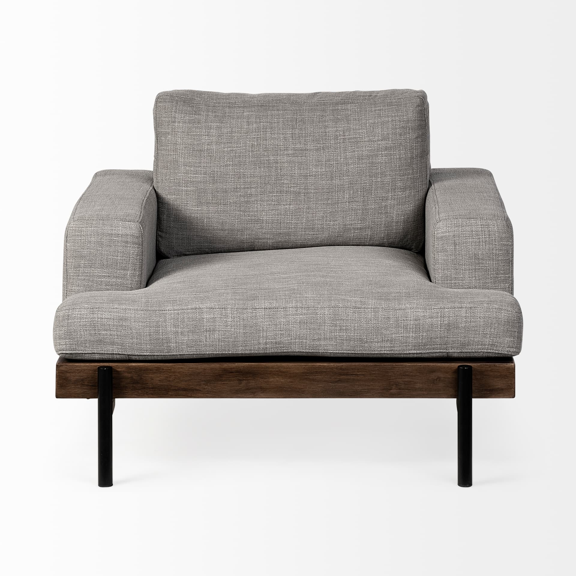 Colburne I Gray Fabric W/ Wood and Iron Frame Accent Chair — product photograph