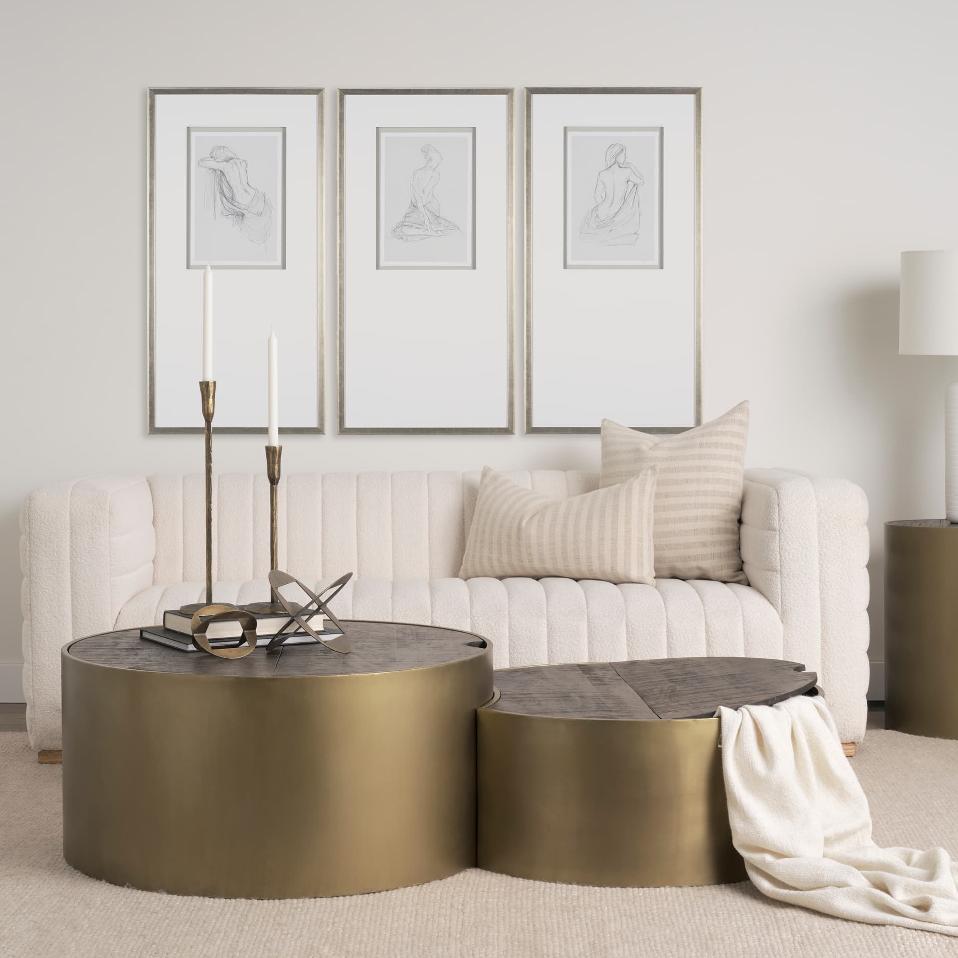 Sitting Model I by Mercana Studio a Hand Embellished Framed Art Print Matted under Glass — in a styled room
