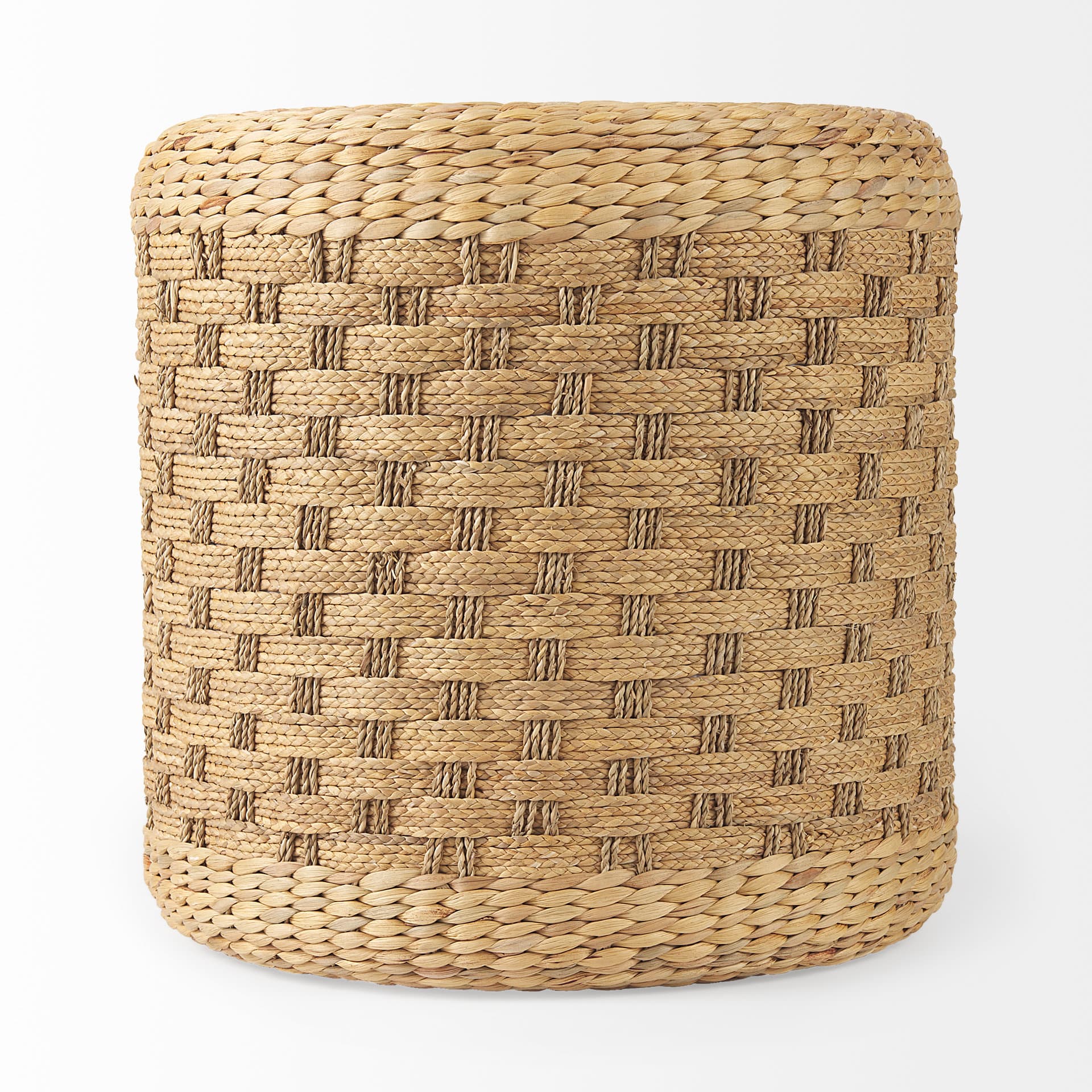 Michelle 17.7L x 17.7W x 17.7H Light Brown Woven Seagrass Round Pouf — product photograph