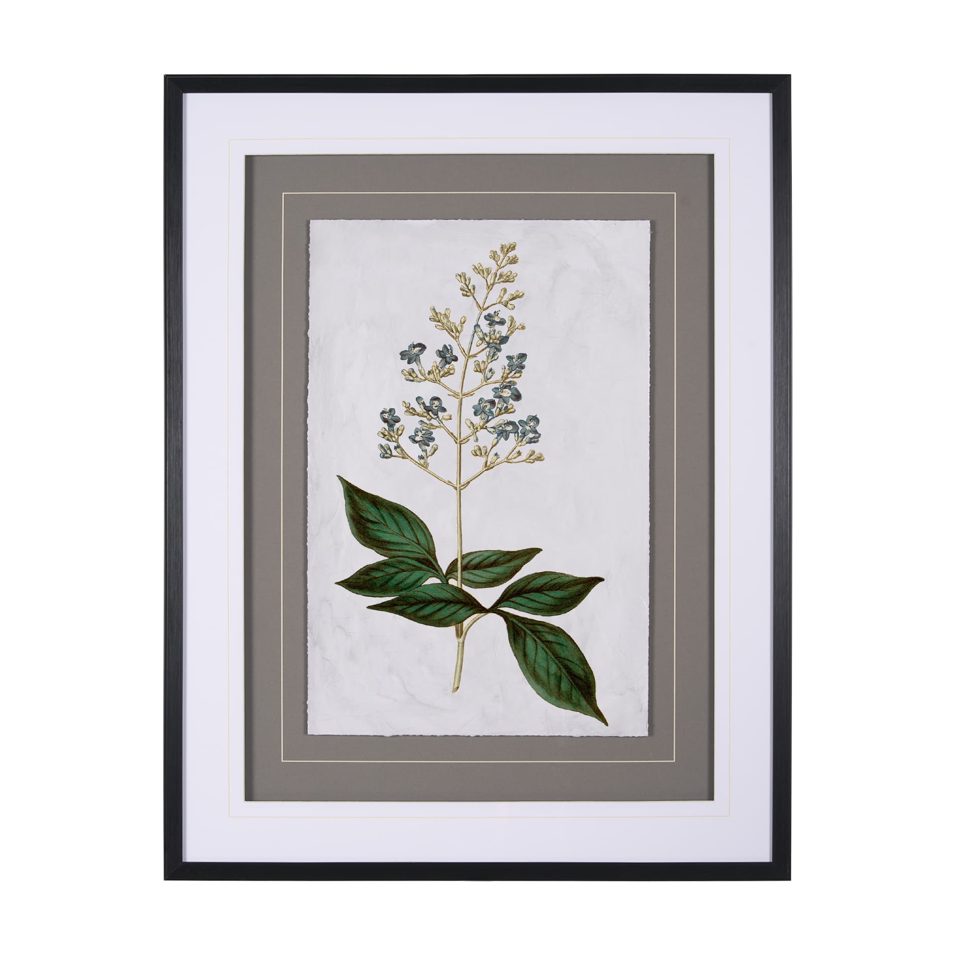 Soft Blue Botanoicals IV by Mercana Studio Hand Embellished Framed Art Print Matted under Glass — product photograph