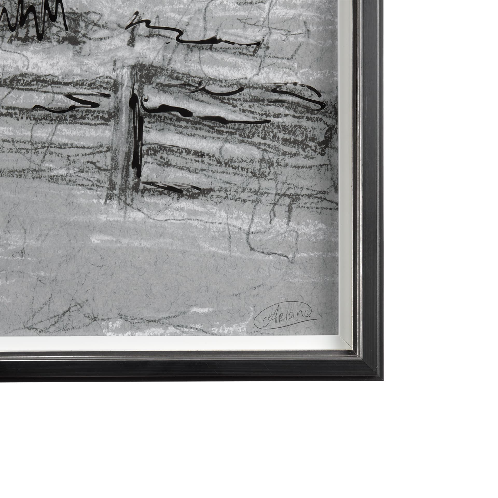 Farm view sketch II by Mercana Studio Hand Embellished Textured Framed Art Print Matted under Glass — product photograph