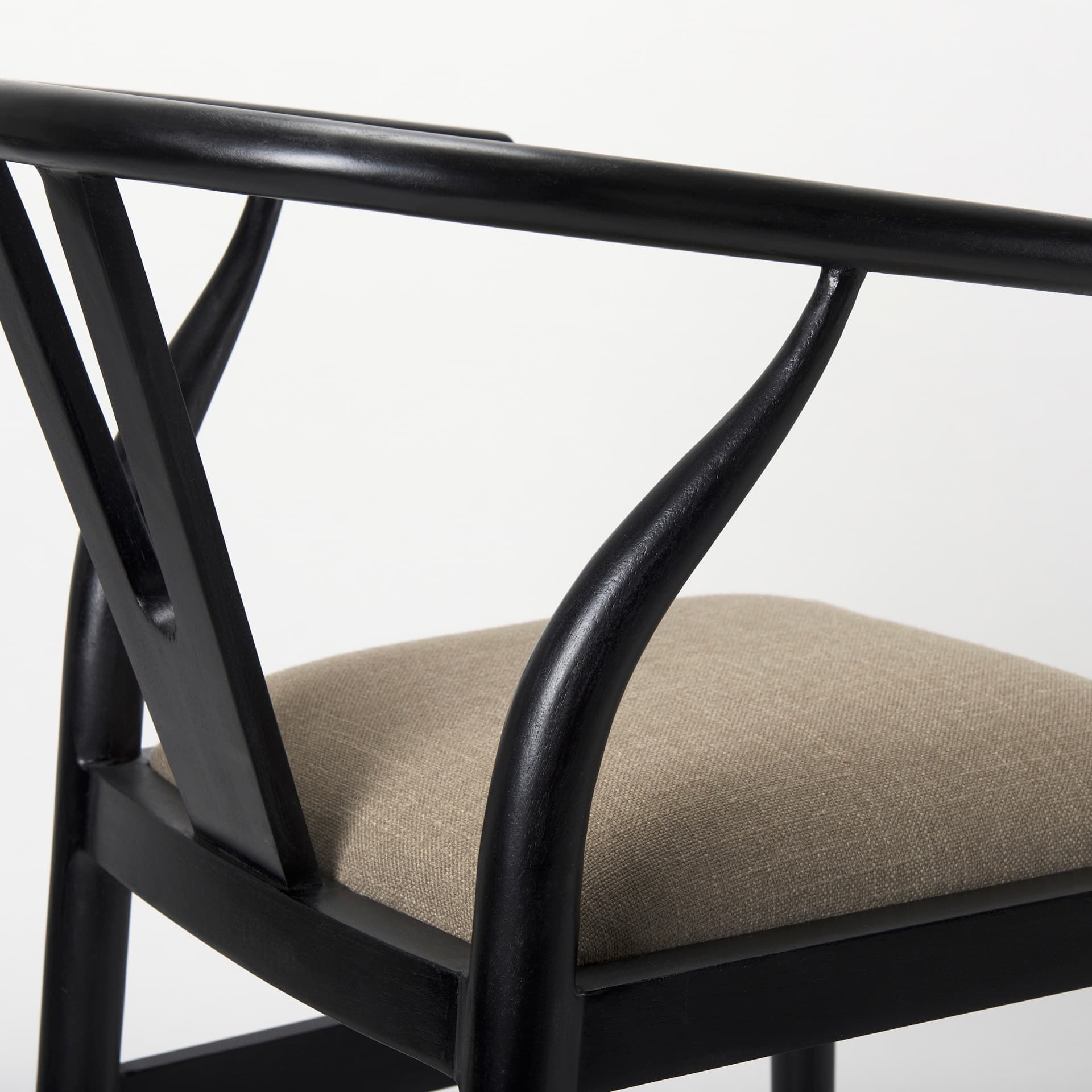 Trixie Backless 37.5in Seat Counter Stool | Beige Fabric w/ Black Wood — product photograph