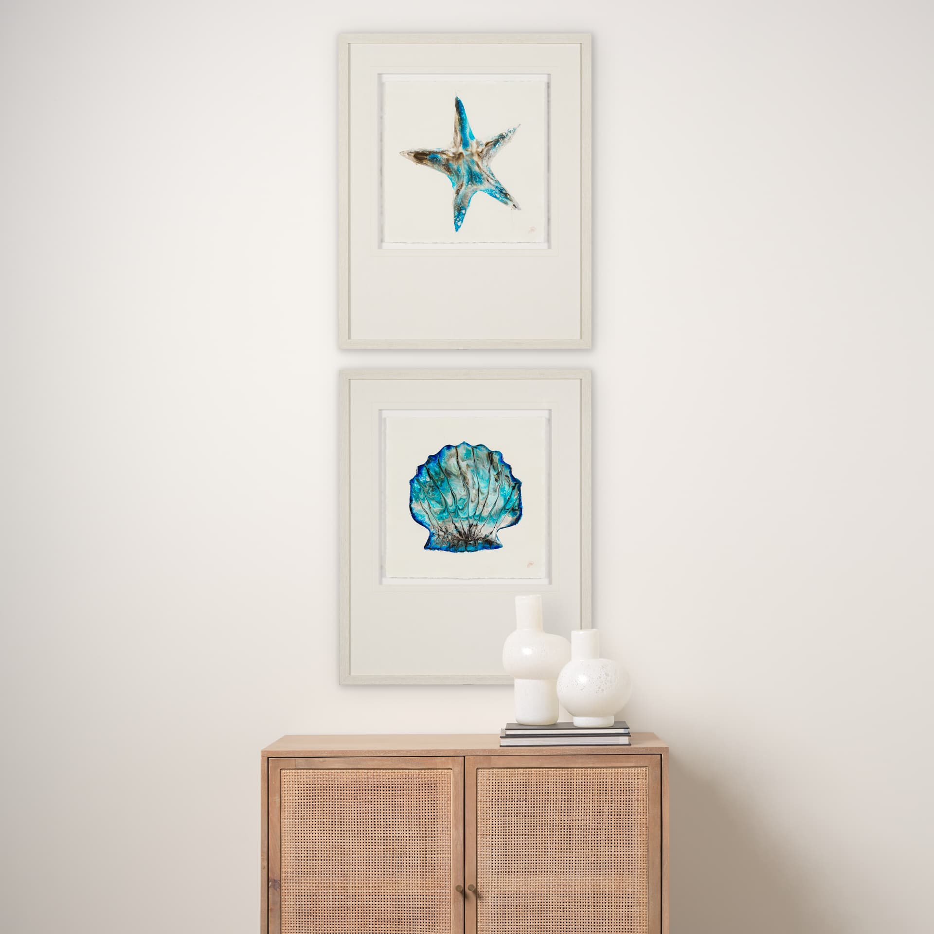Sea Star by Studio M a handmade Original Framed Artwork under Glass — in a styled room