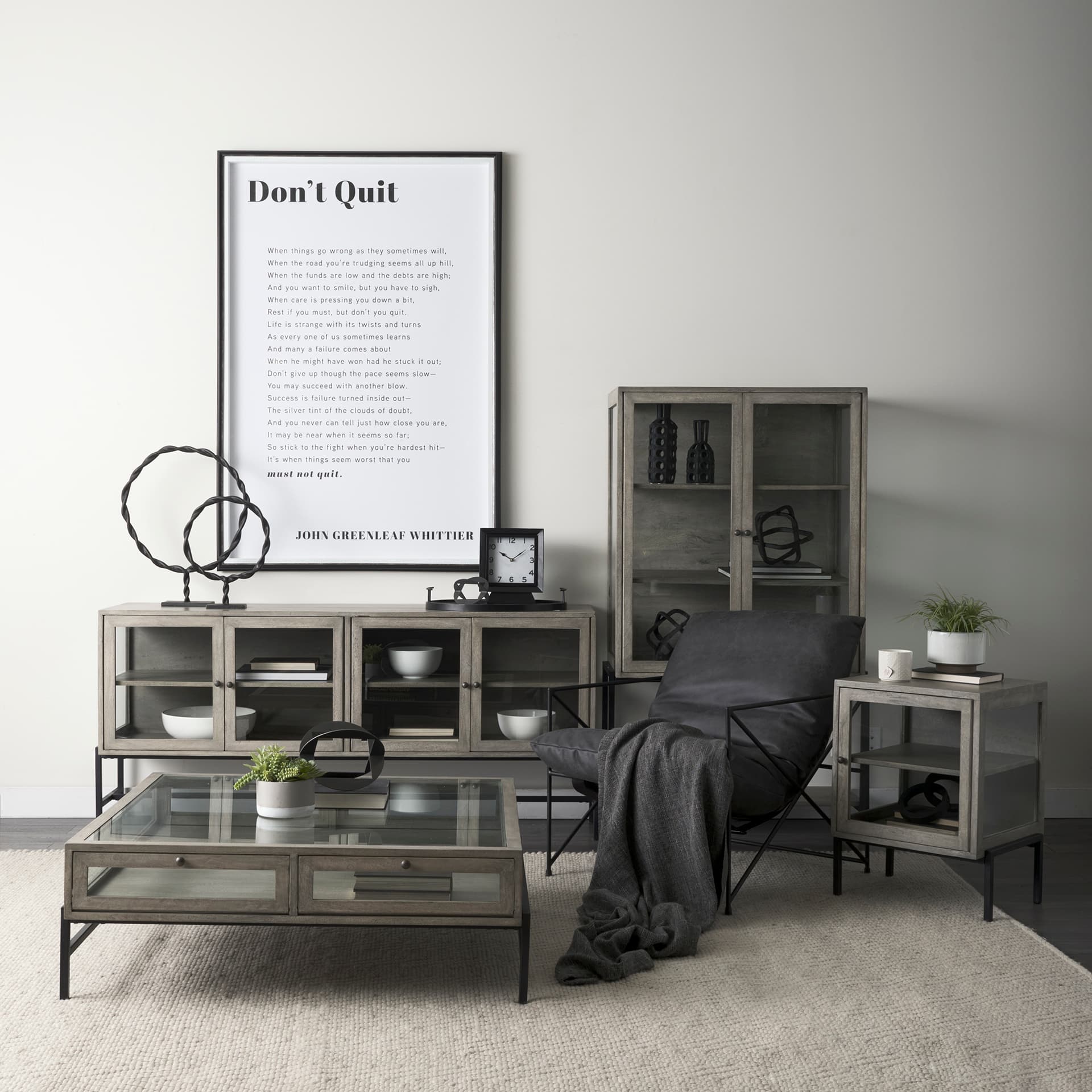 Ralph I Black Metal Square Table Clock — in a styled room