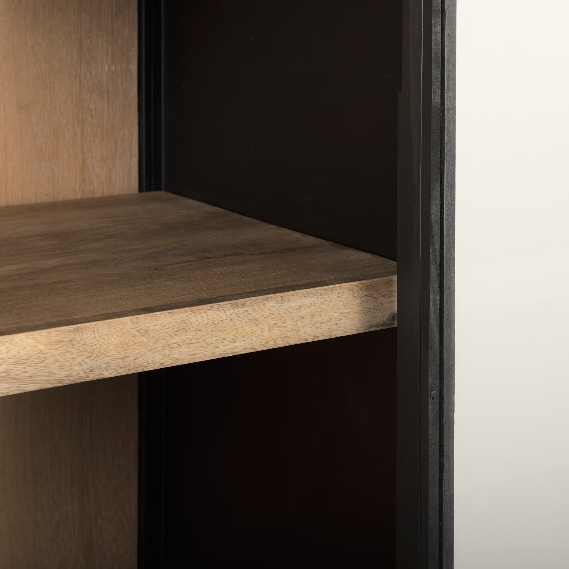 Sloan 47.5W x 85.5H Black Wood W/Black Metal Frame Arch Cabinet — product photograph