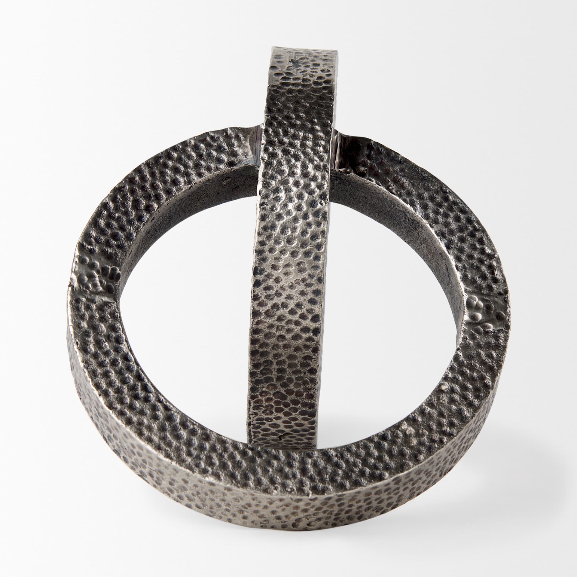 Rafiki Two Blackened Silver Hammered Finish Metal Conjoined Circles — product photograph