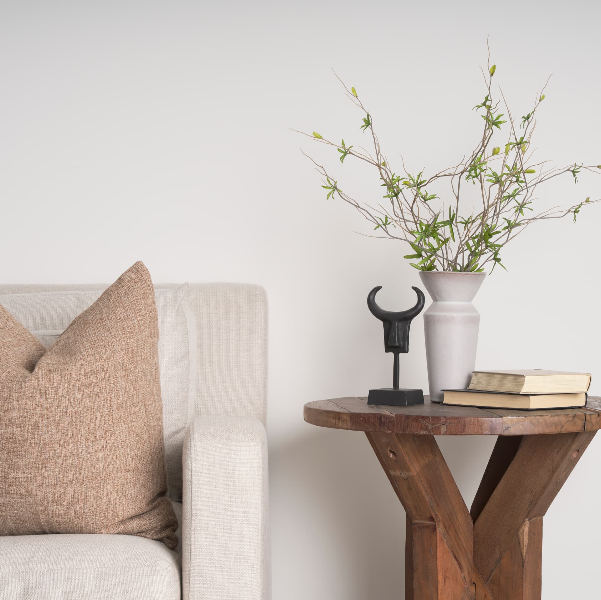 Esme 4.5L x 4.5W x 10.4H Whitewashed Ceramic Vase — in a styled room