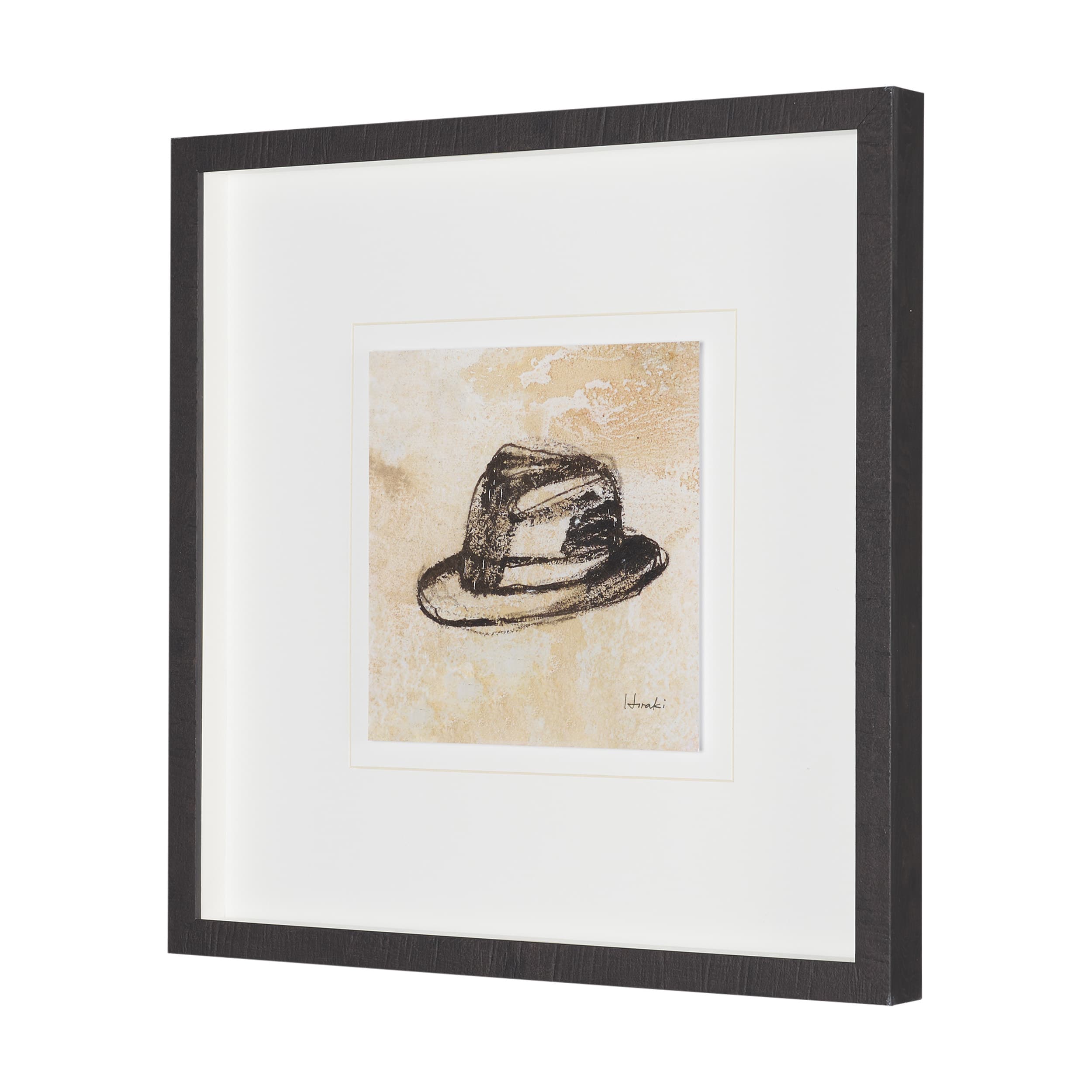 Fedora by Mercana Studio Hand-Embellished Textured Framed Artwork Matted under Glass — product photograph