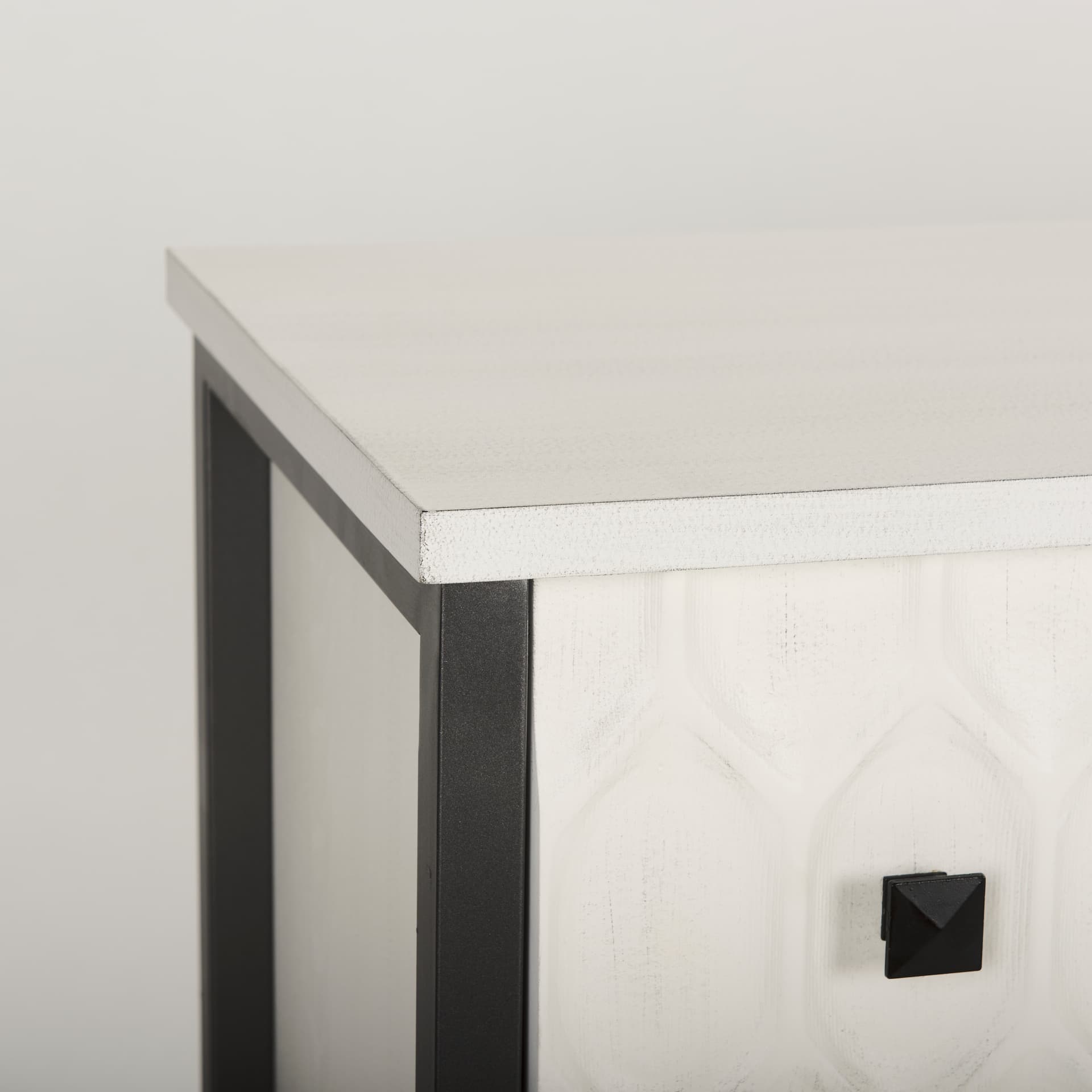 Savannah White Fir Veneer w/ Gray Metal 6-Drawer Sideboard — product photograph