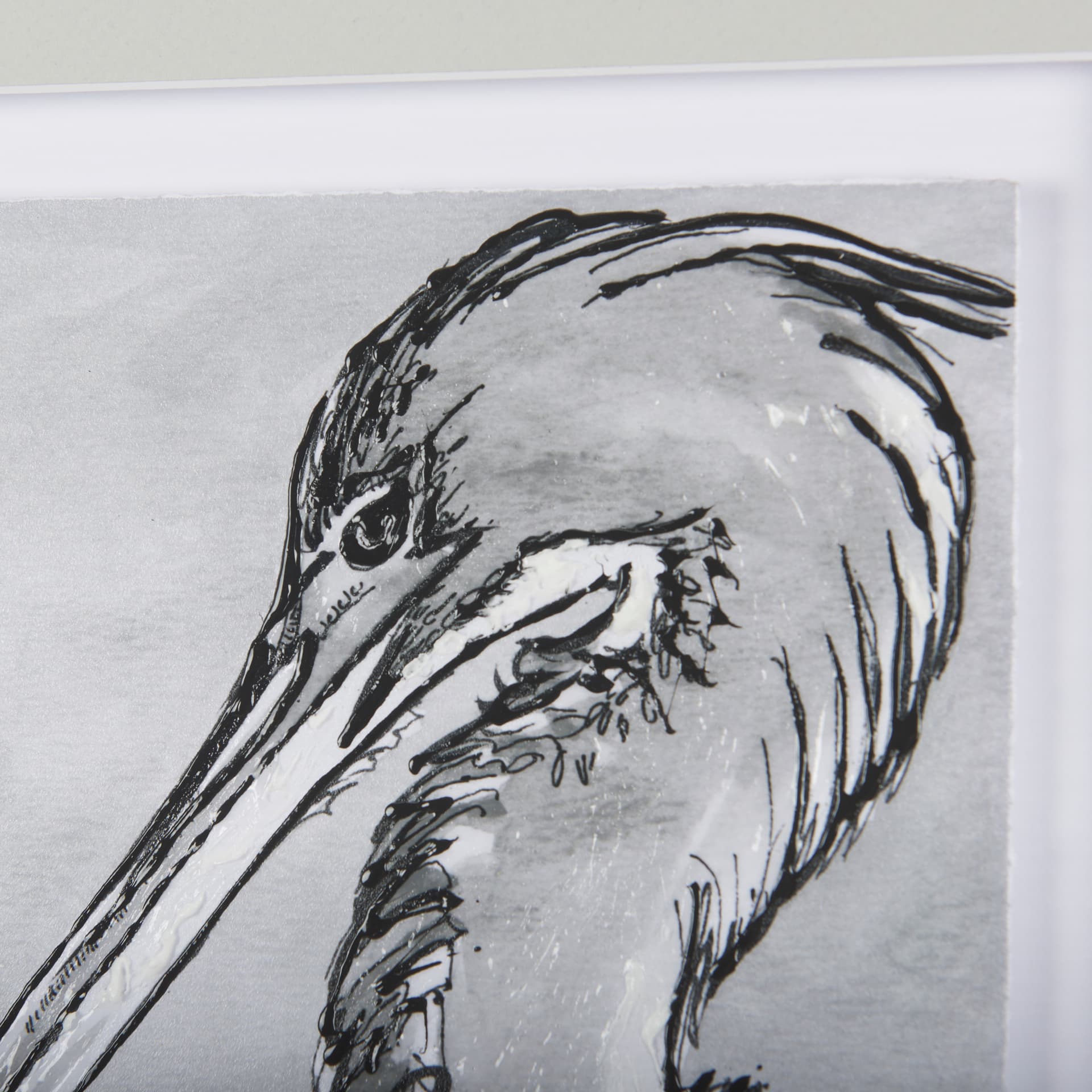 Bird Portrait Sketch IV by Mercana Studio Hand Embellished Framed Art Print Matted under Glass — product photograph