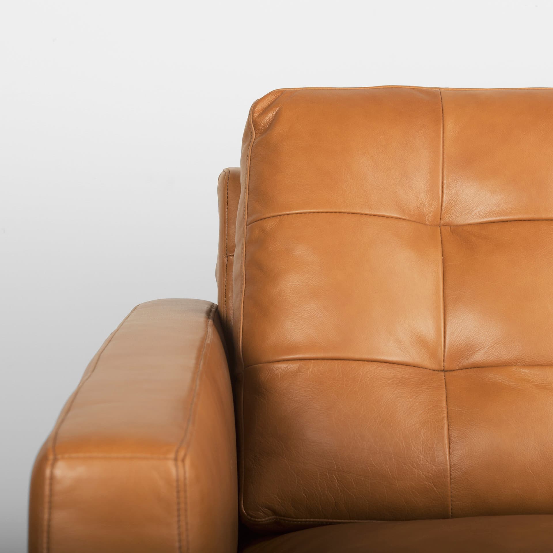 Olaf 88.2L x 37.8W x 35.0H Tan Leather Sofa — product photograph