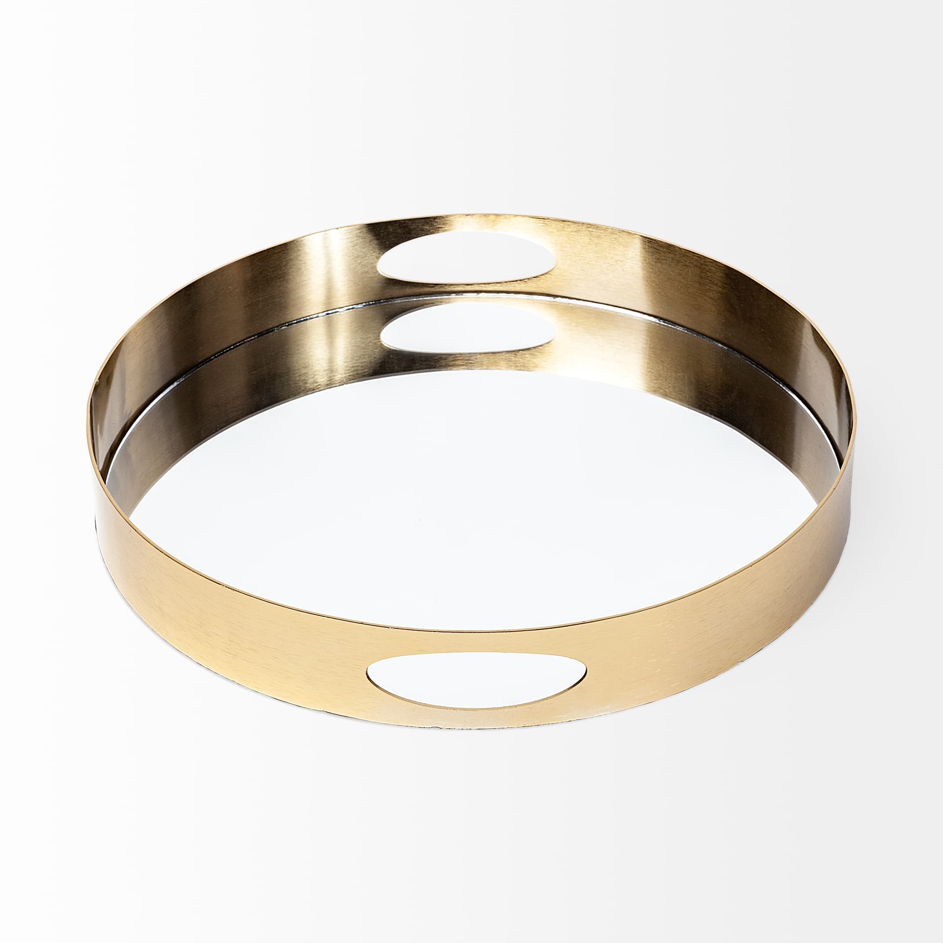 Serkis 15L x 15W Gold Metal Mirrored Base Round Tray — product photograph