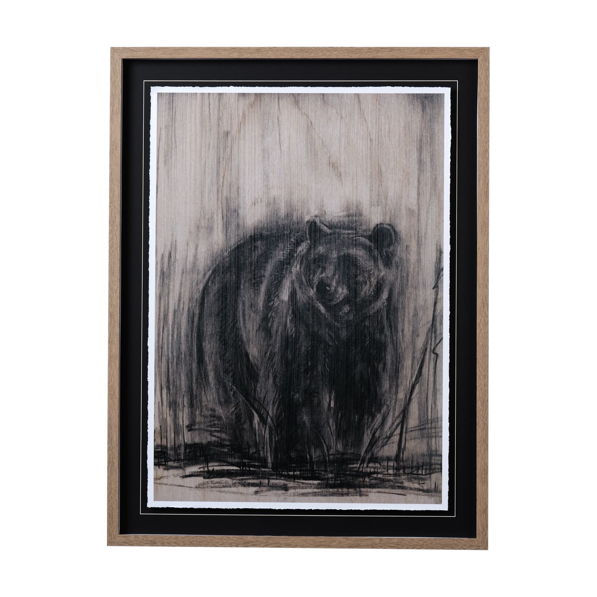 Bear & Moose II by Mercana Studio a Hand Embellished Textured Framed Art Print Matted under Glass — product photograph