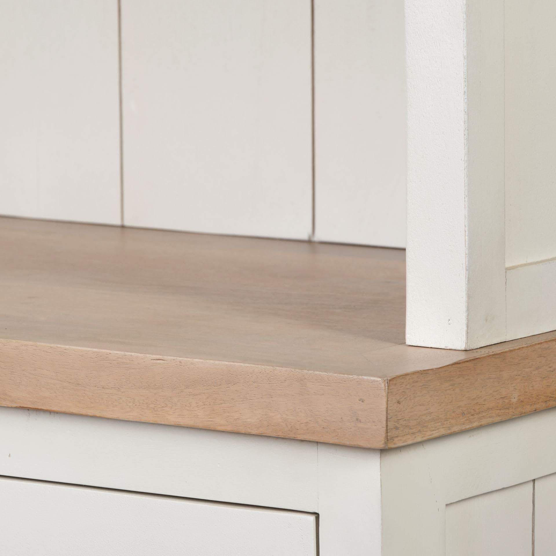 Fairview I White and Medium Brown Wood Three Shelf Shelving Unit — product photograph