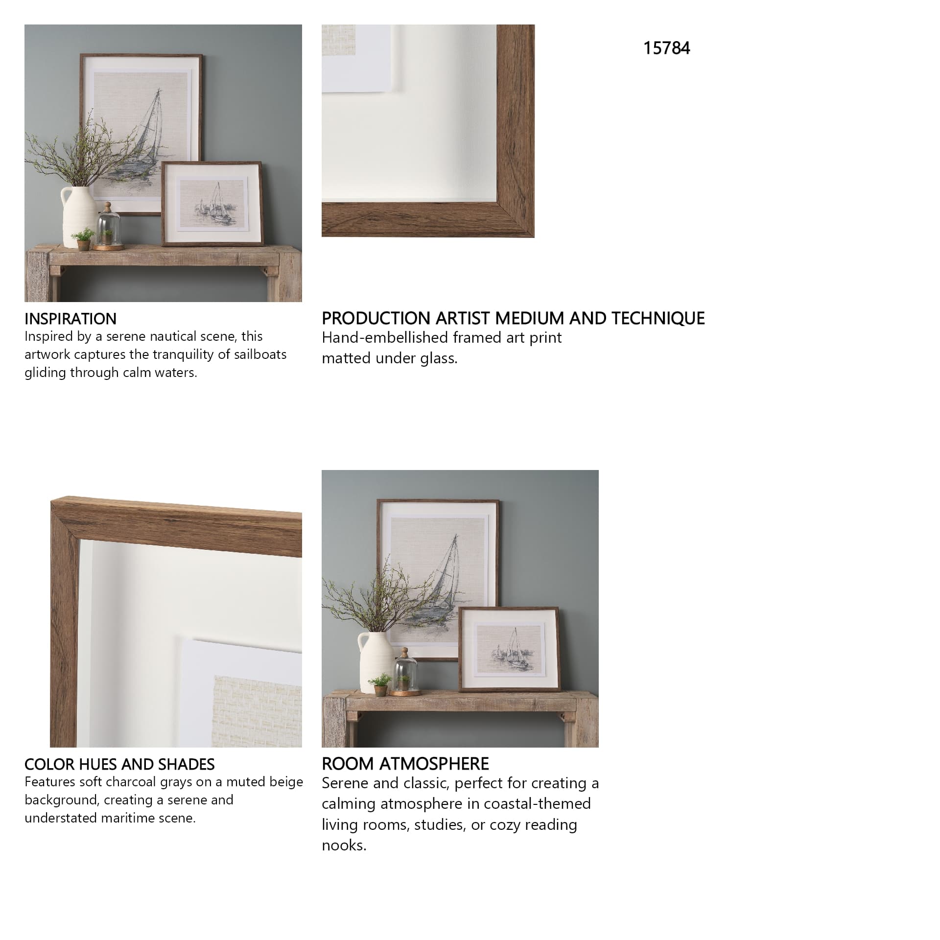 Sail Away III by Mercana Studio a Hand Embellished Framed Art Print Matted under Glass — in a styled room