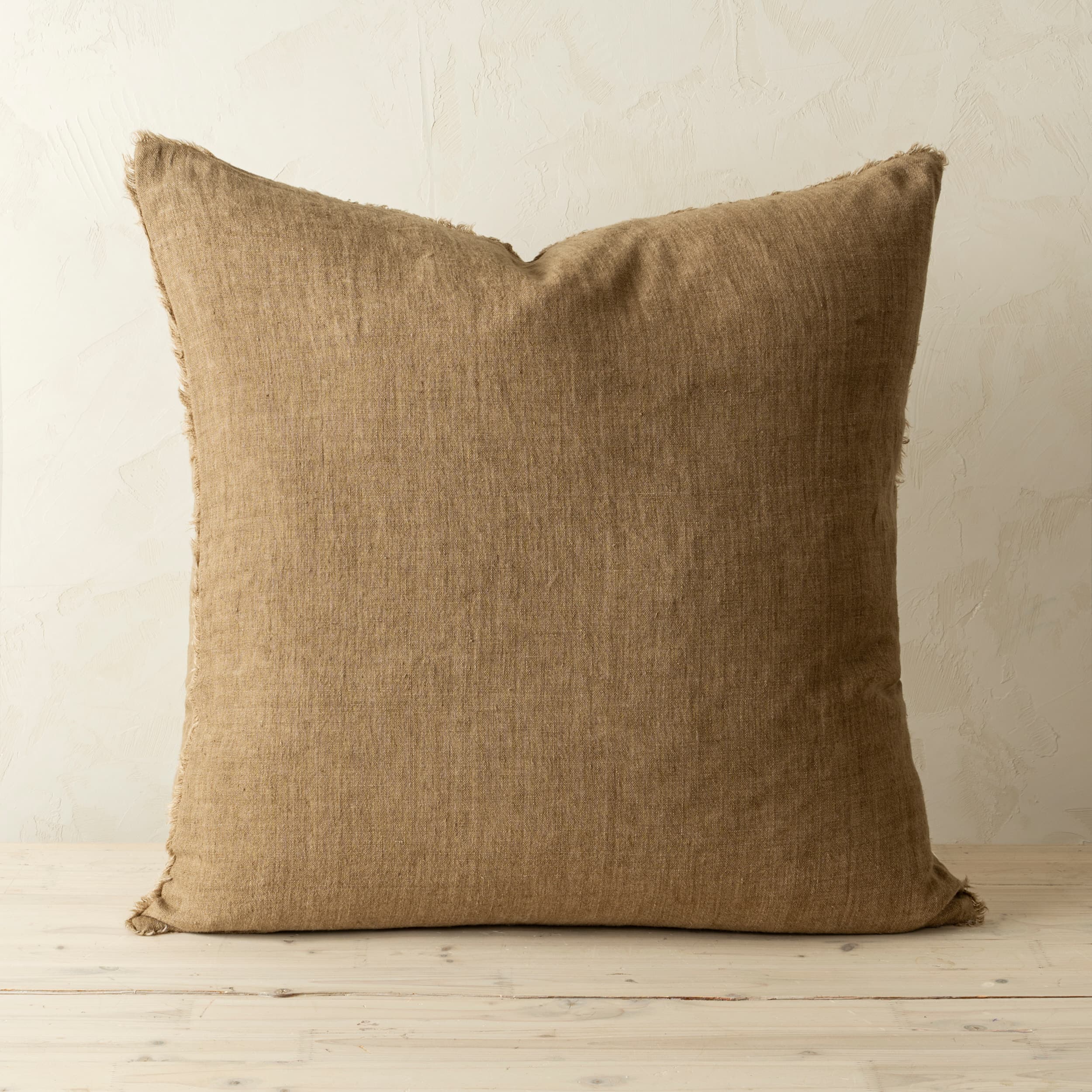 Lina 24x24 Hazelnut Linen Decorative Pillow Cover — product photograph