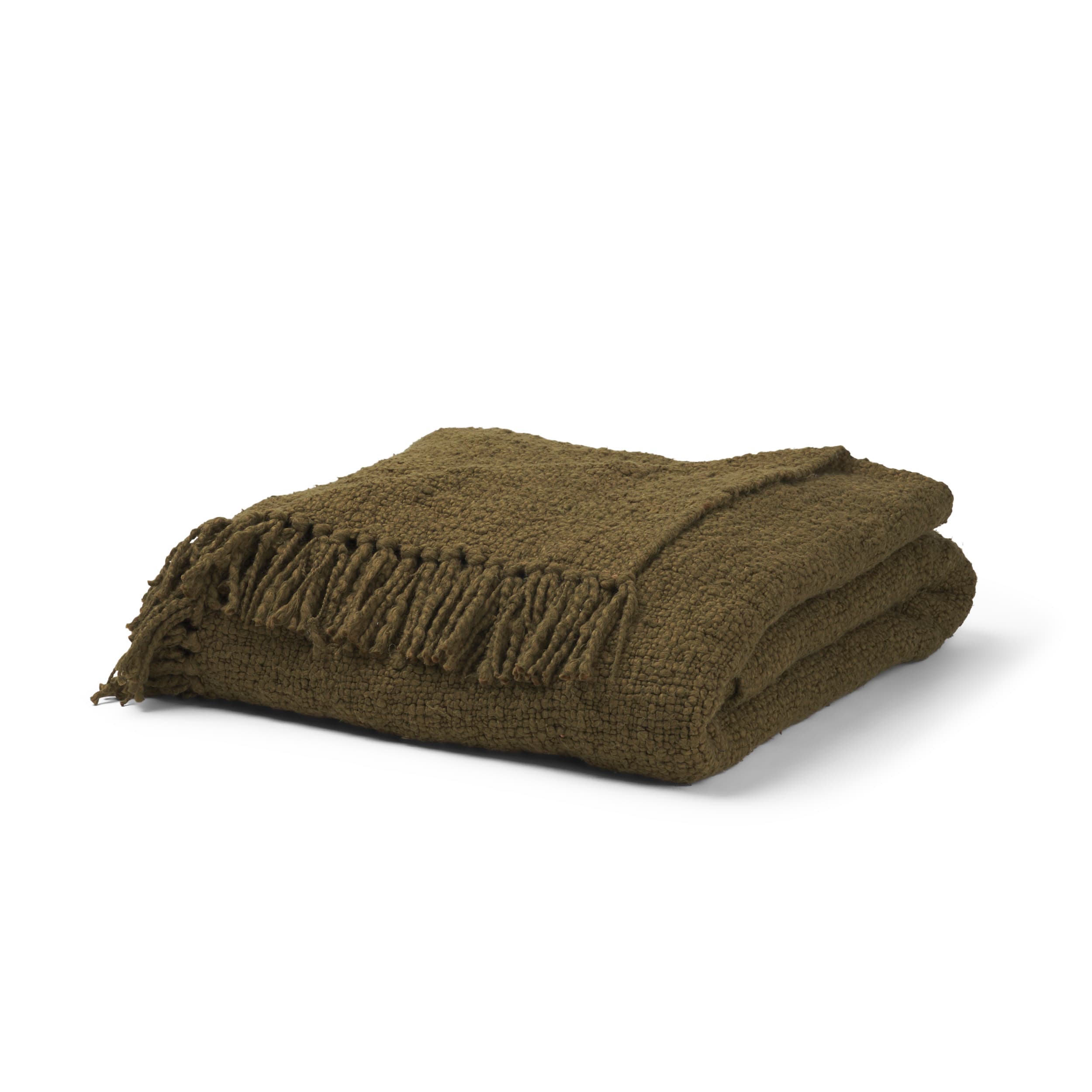 Kambal Dark Olive Green Woven Cotton Throw Blanket — product photograph