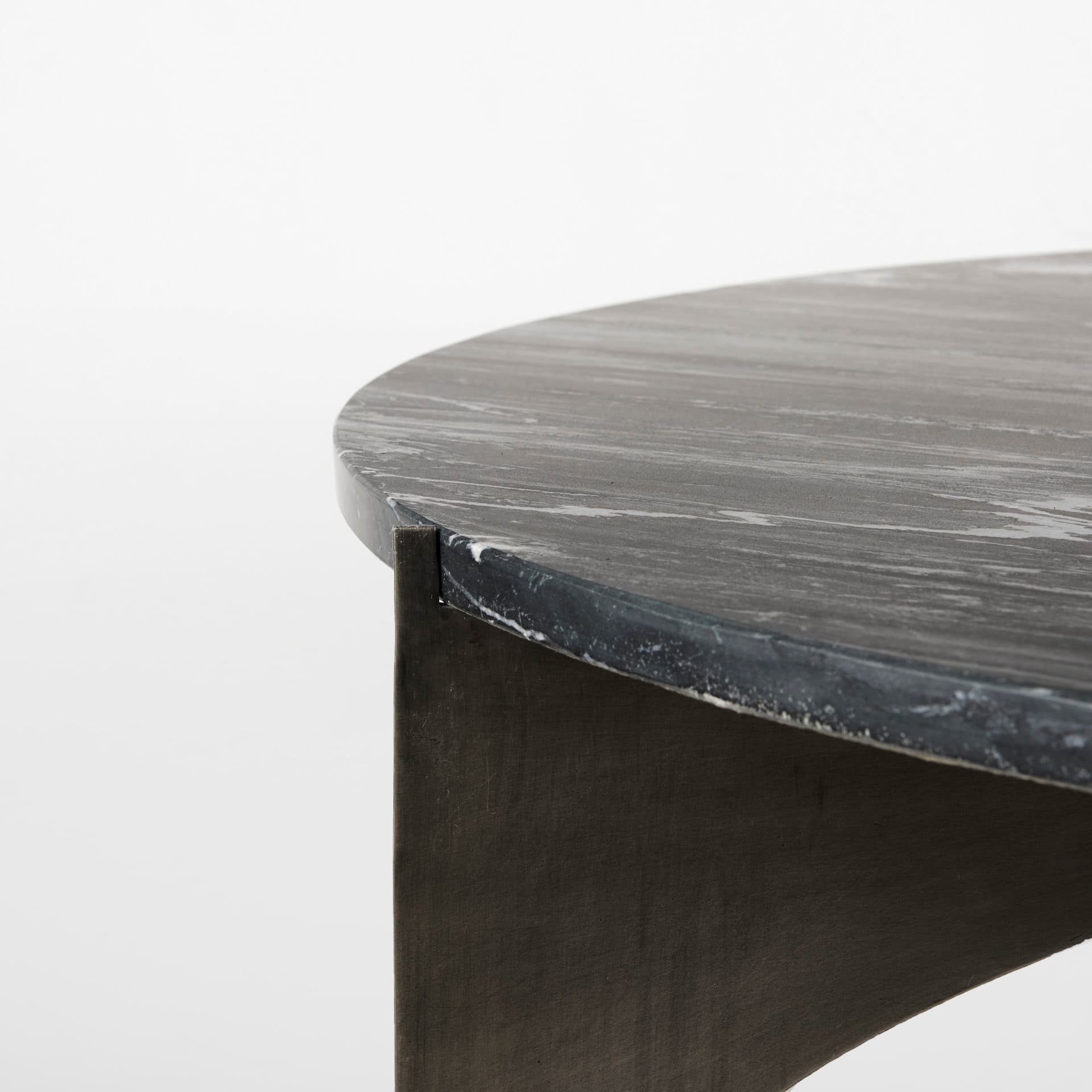 Reinhold III Black Marble Top Iron Coffee Table — product photograph