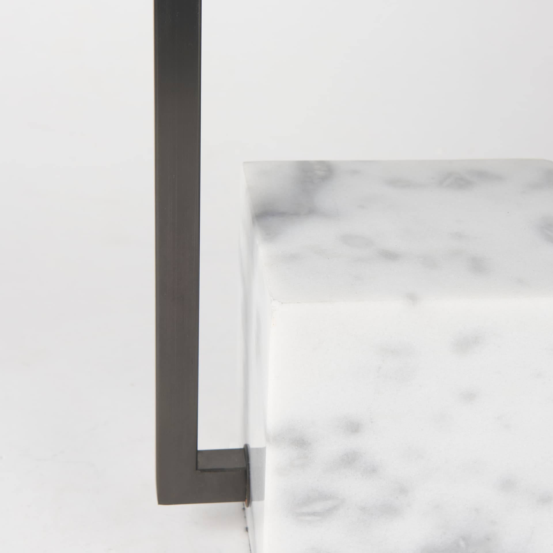 Peyton 14.0L x 9.0W x 26.2H Black Metal W/Marble Cube and White Shade Table Lamp — product photograph