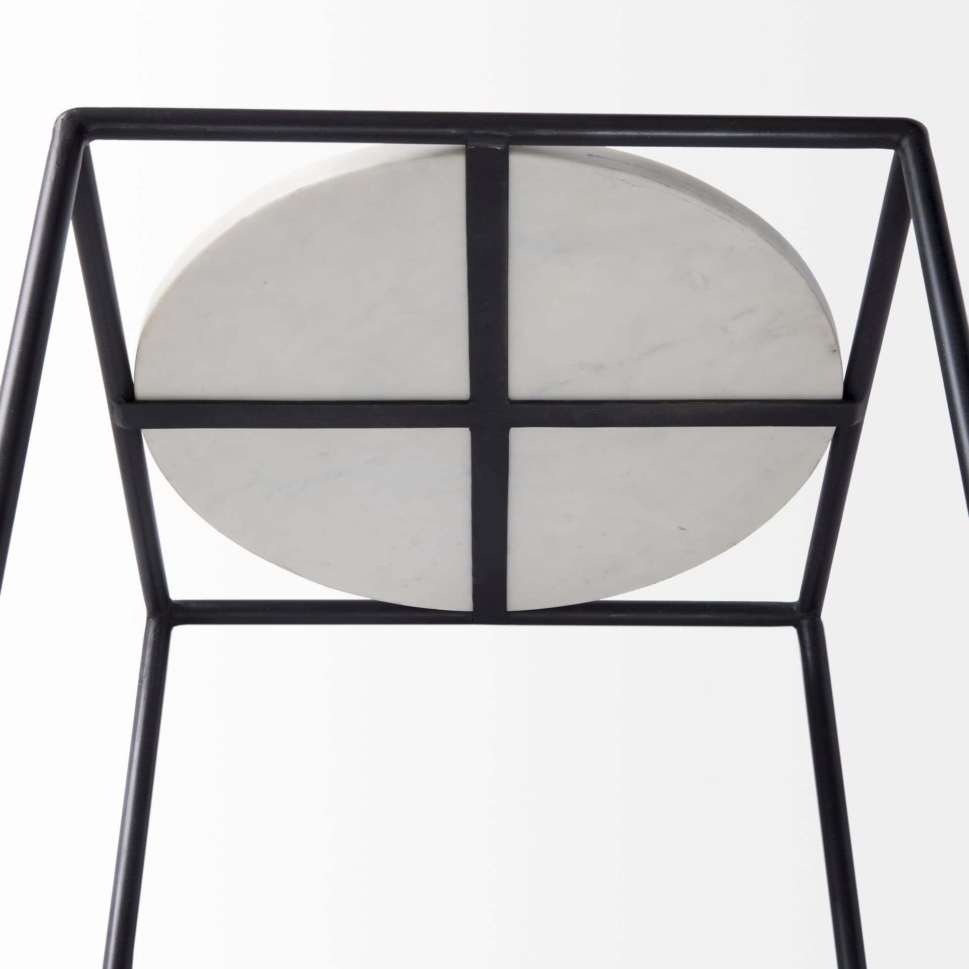 Austen 20L x 20W x 22H Round White Marble Top W/ Black Metal Frame Side Table — product photograph