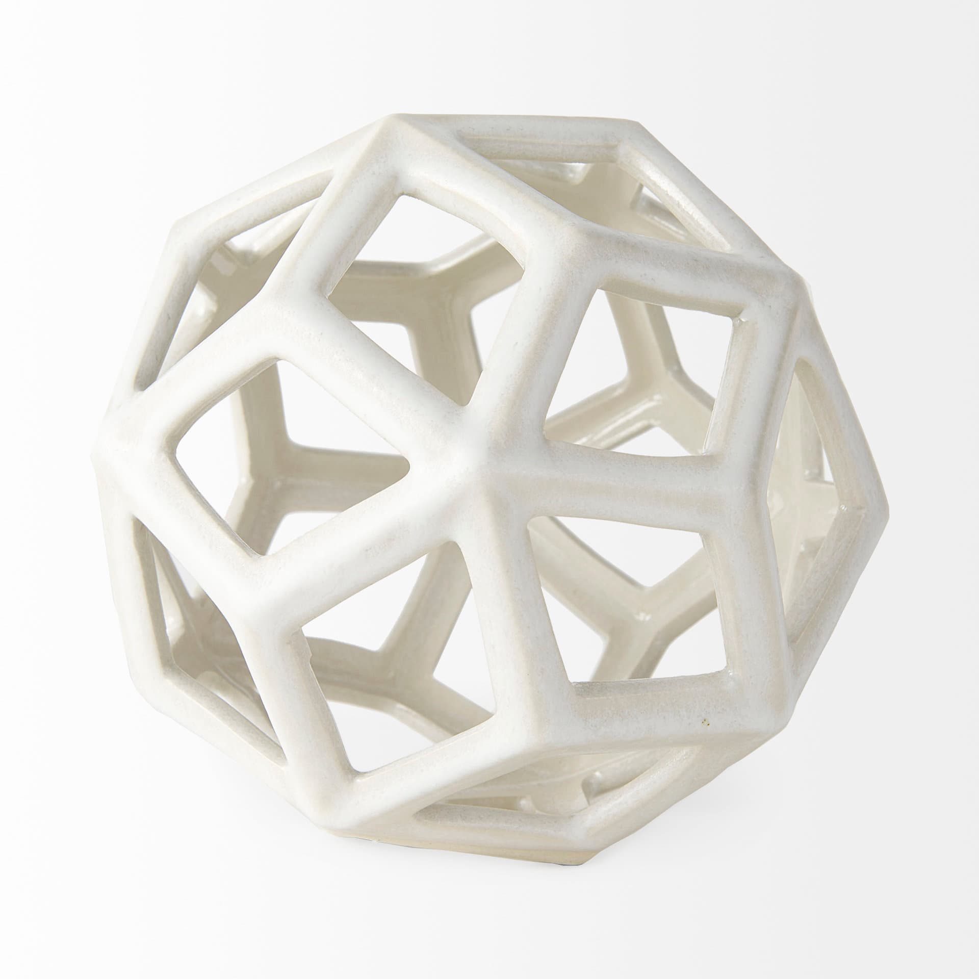 Geom 7.1L x 7.1W x 7.1H White Ceramic Geometric Object — product photograph