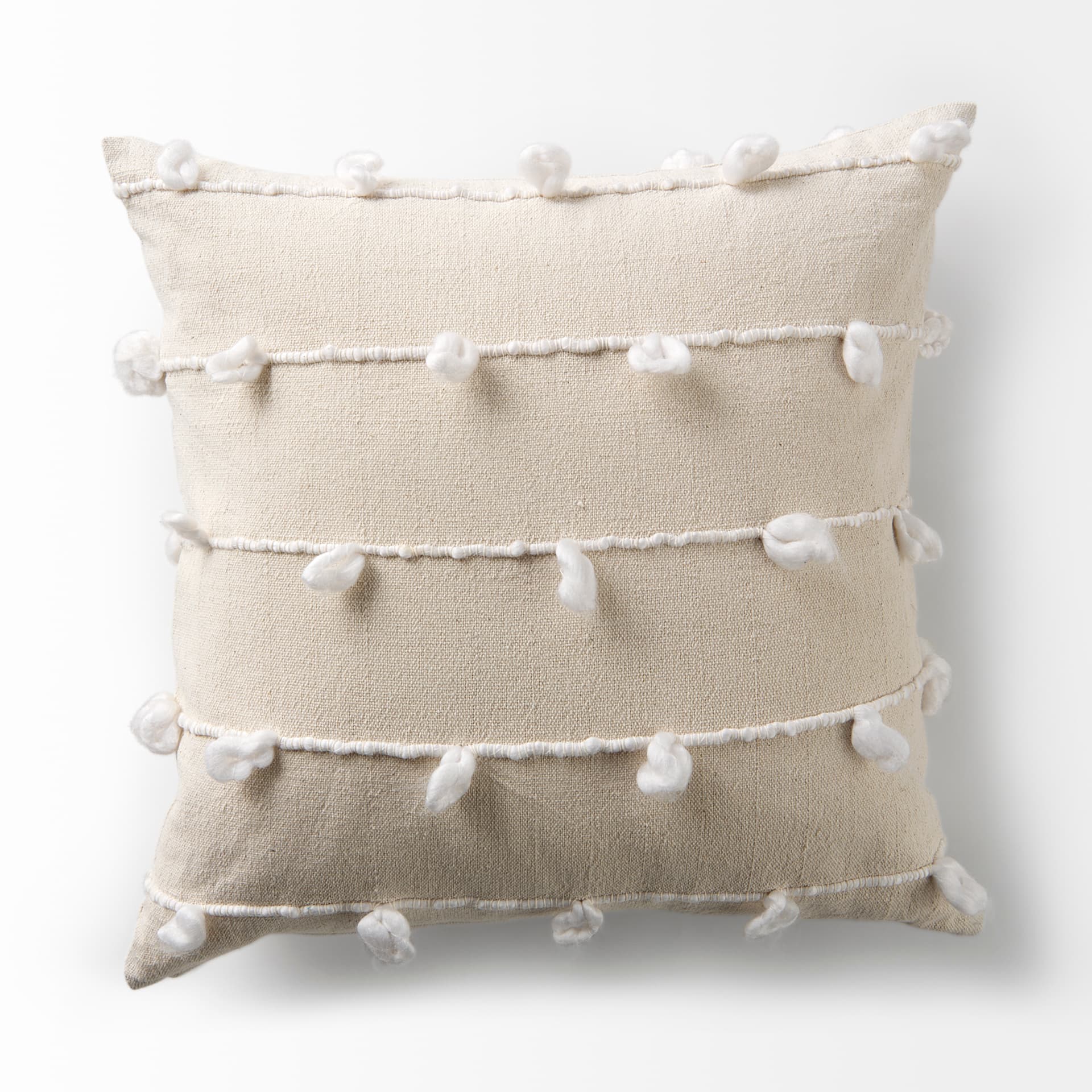 Erica 20x20 Cream With White Detail Pillow Cover w/Non-Allergen Filler — product photograph