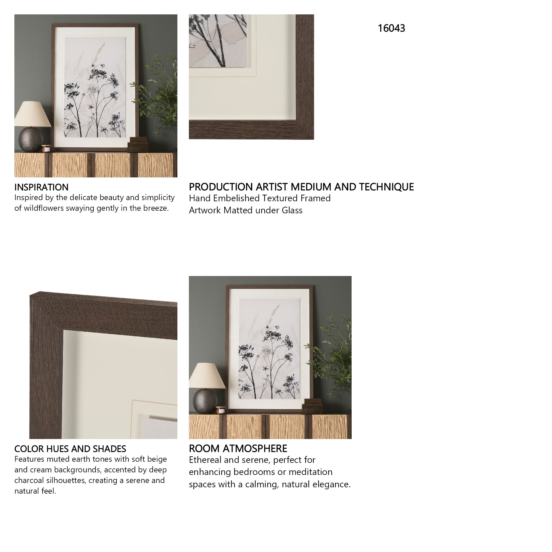 Meadow R by Mercana Studio Hand Embelished Textured Framed Artwork Matted under Glass — in a styled room