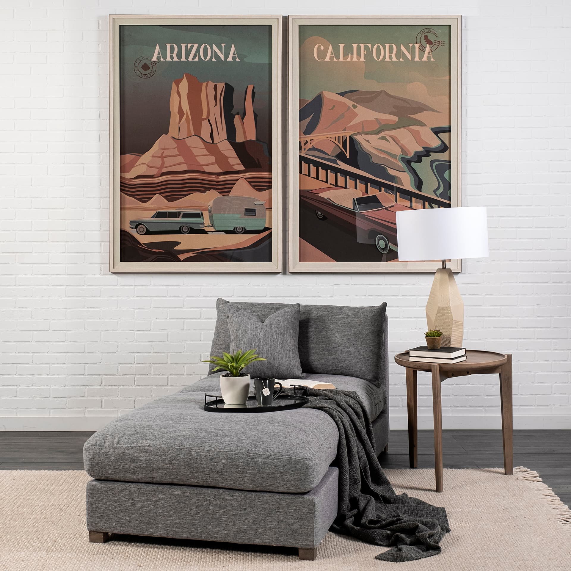 Valence 38.6L x 38.6W x 17.7H Castlerock Gray Full Size Ottoman Sectional Piece — in a styled room