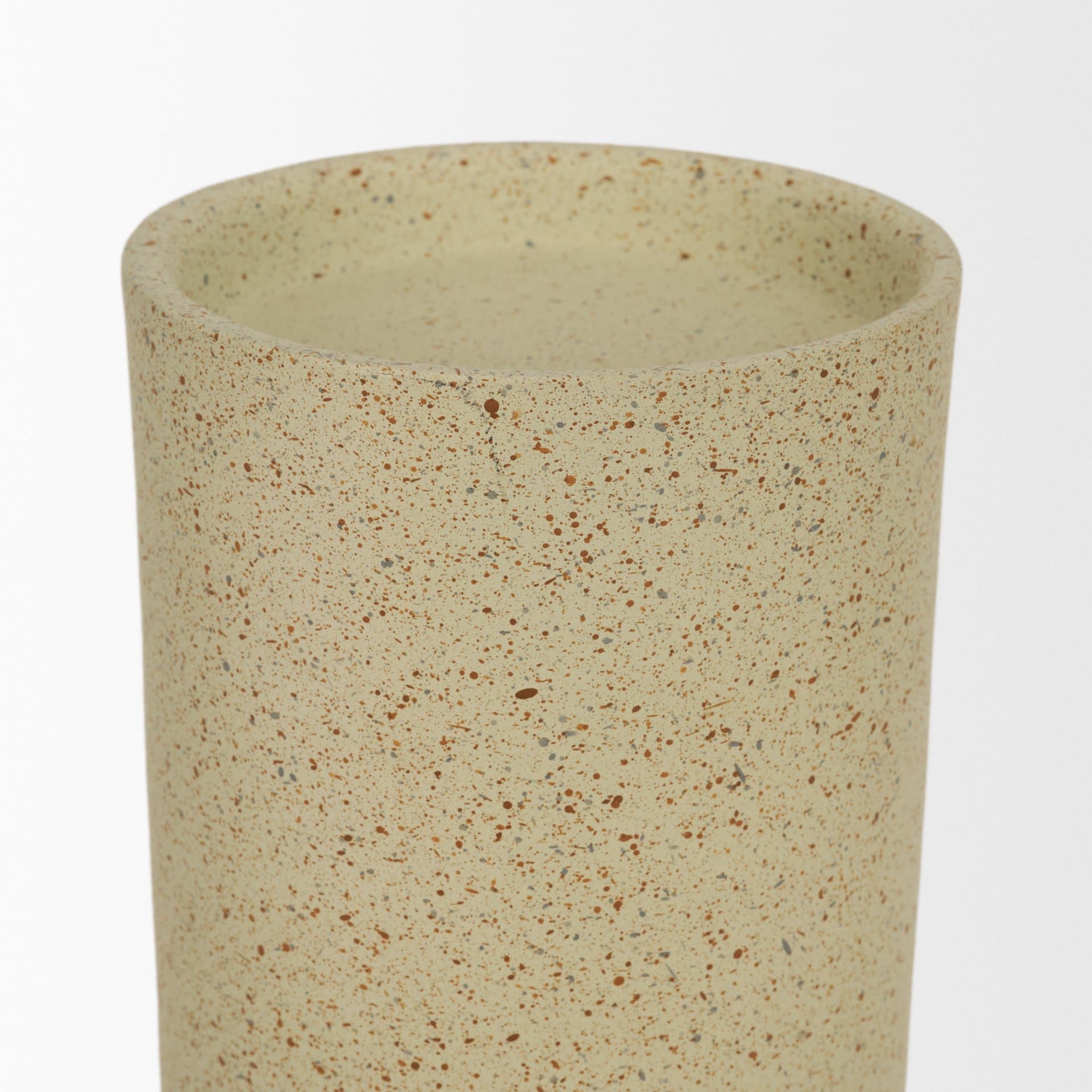 Akira Large Textured Beige Metal Pillar Candle Holder — product photograph