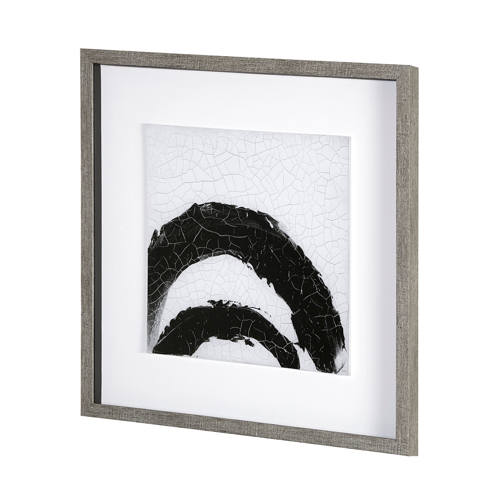 Yang (White) by Mercana Studio a Hand Embellished Textured Framed Art Print Matted under Glass — product photograph