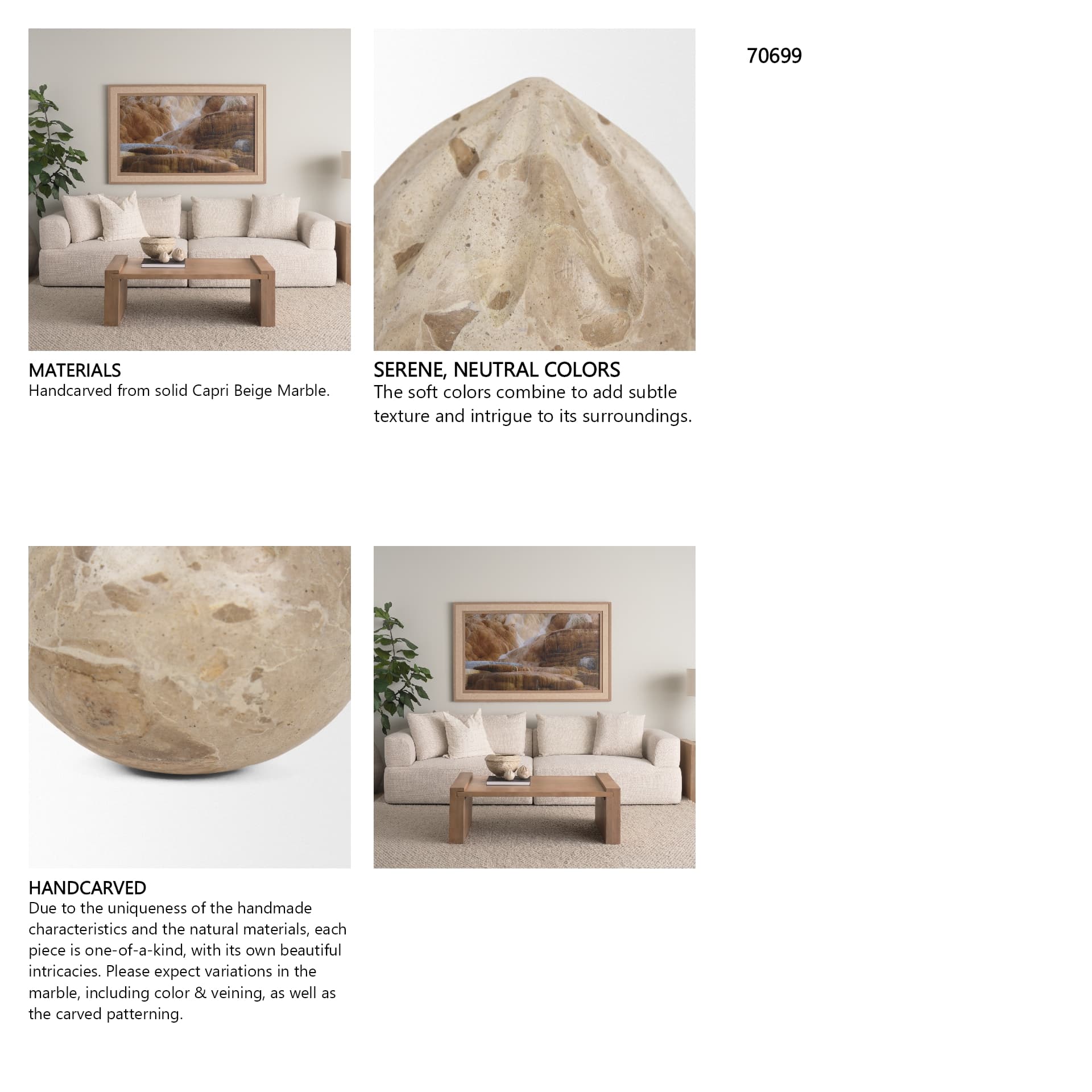 Caprie Large Beige Marble Decorative Juice Squeezer — in a styled room