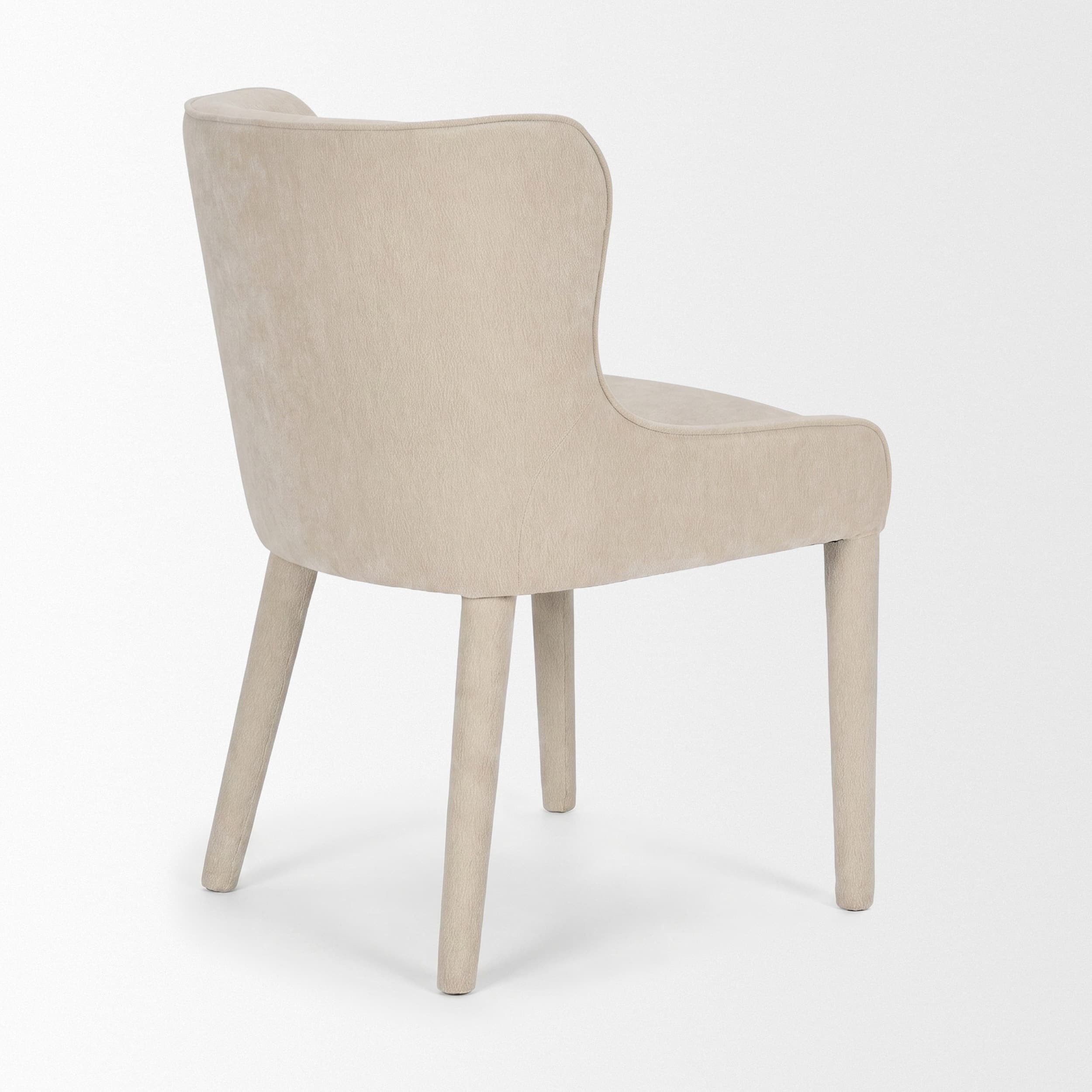 Nolan Wingback Dining Side Chair | Cream Chenille w/ Tapered Wood — product photograph