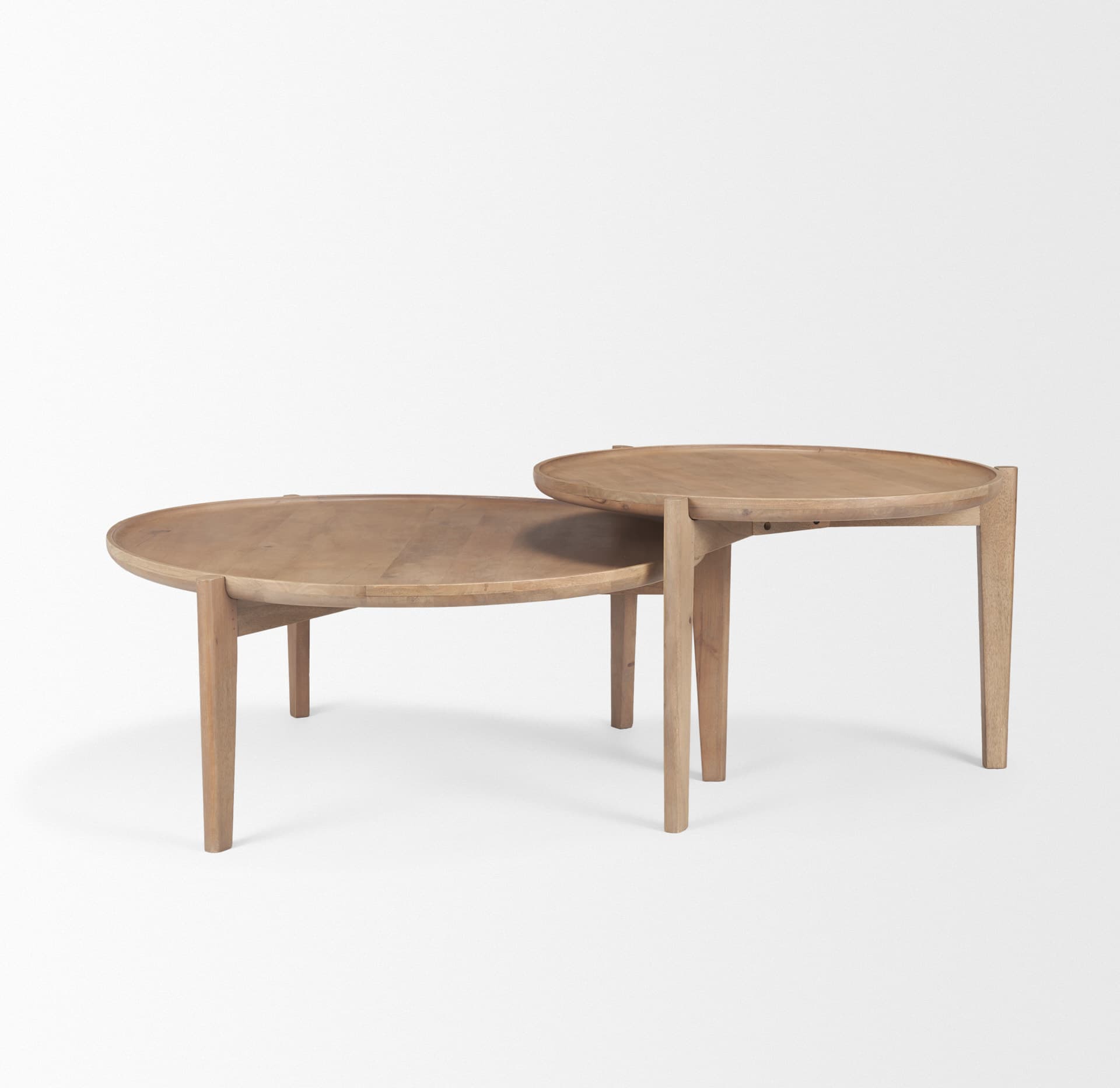 Cleaver (Set of 2) 40" & 31" Round Brown Solid Wood Nesting Coffee Tables — product photograph