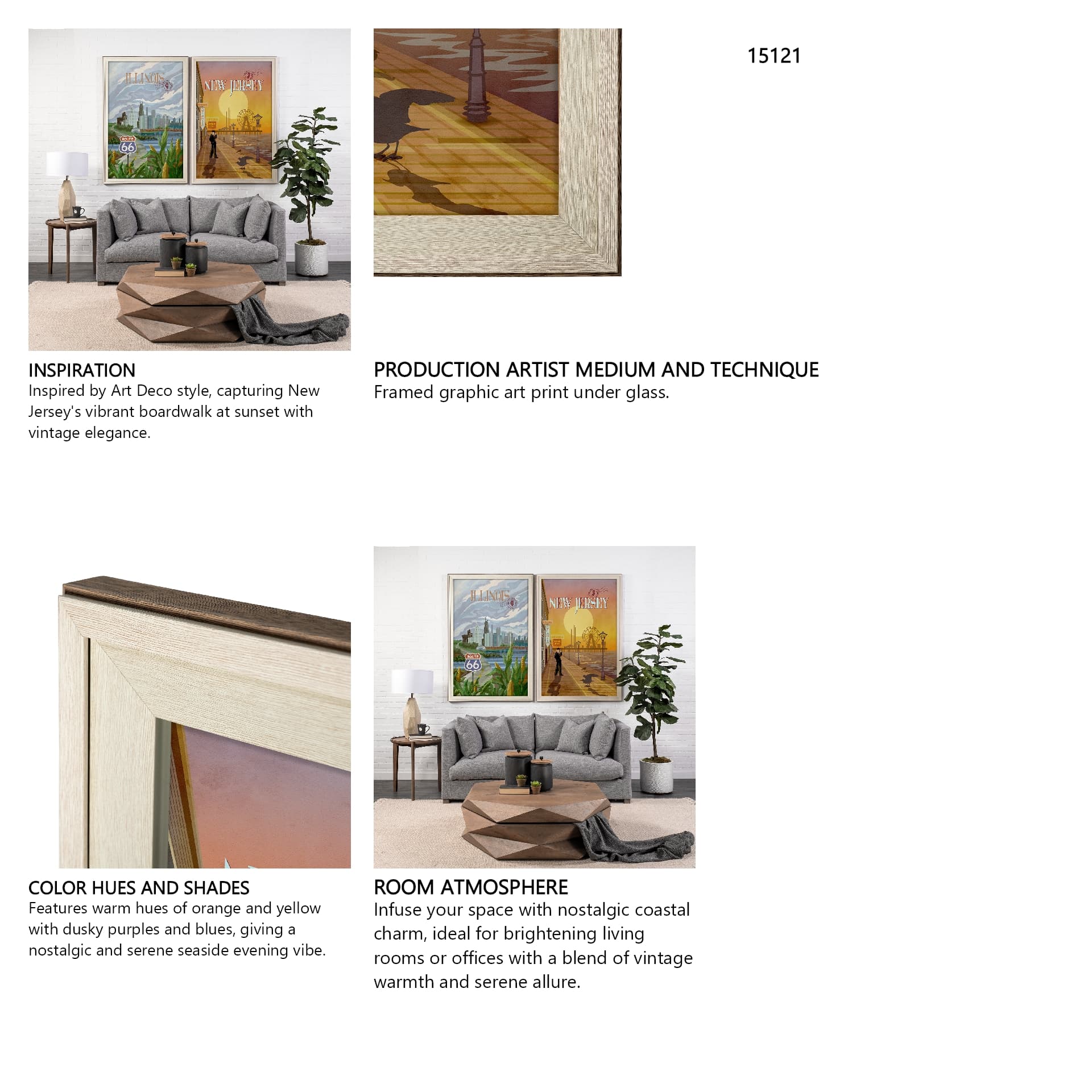 New Jersey Go USA (XL) by Mercana Studio a Hand Embellished Decograph Framed Art Print under Glass — in a styled room