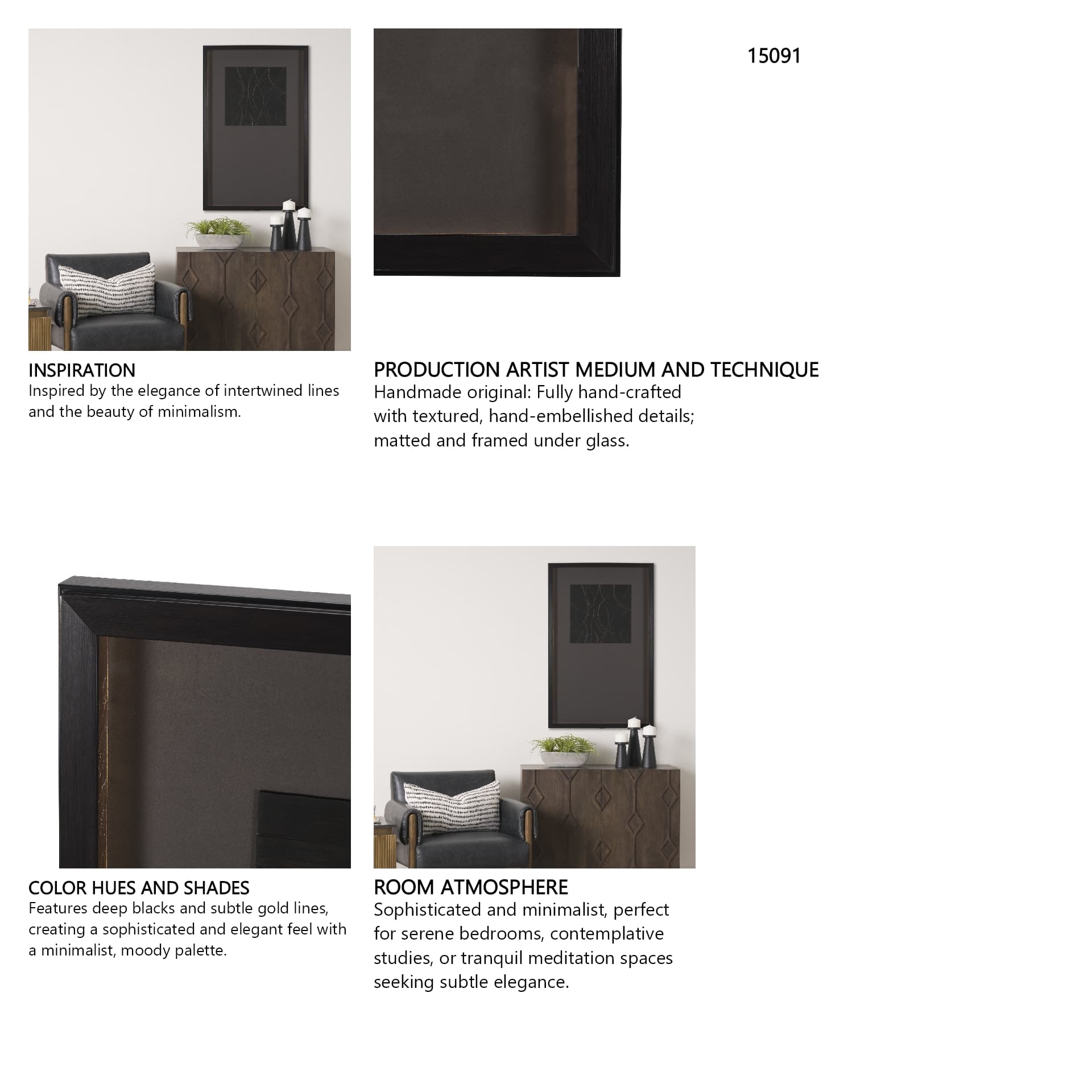 Bronze Meandera by Studio M a handmade Original Framed Artwork under Glass — in a styled room