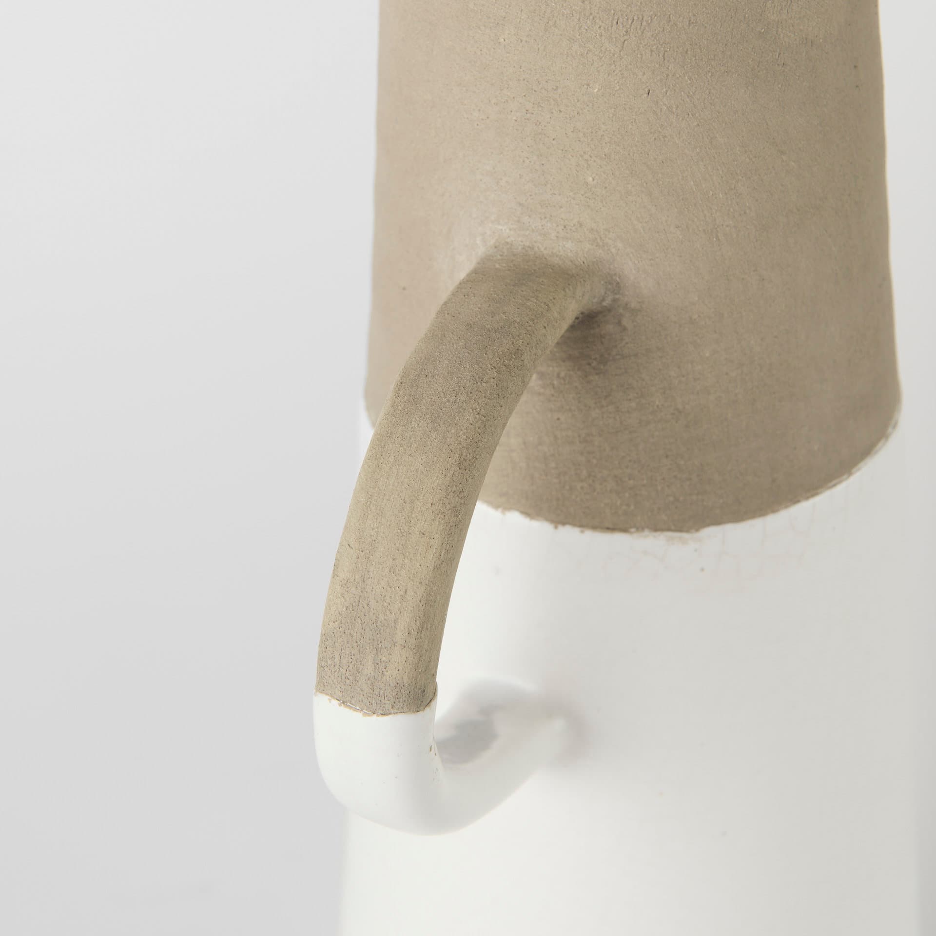 Garand Large 18.8H Two-Toned White Natural Ceramic Jug — product photograph